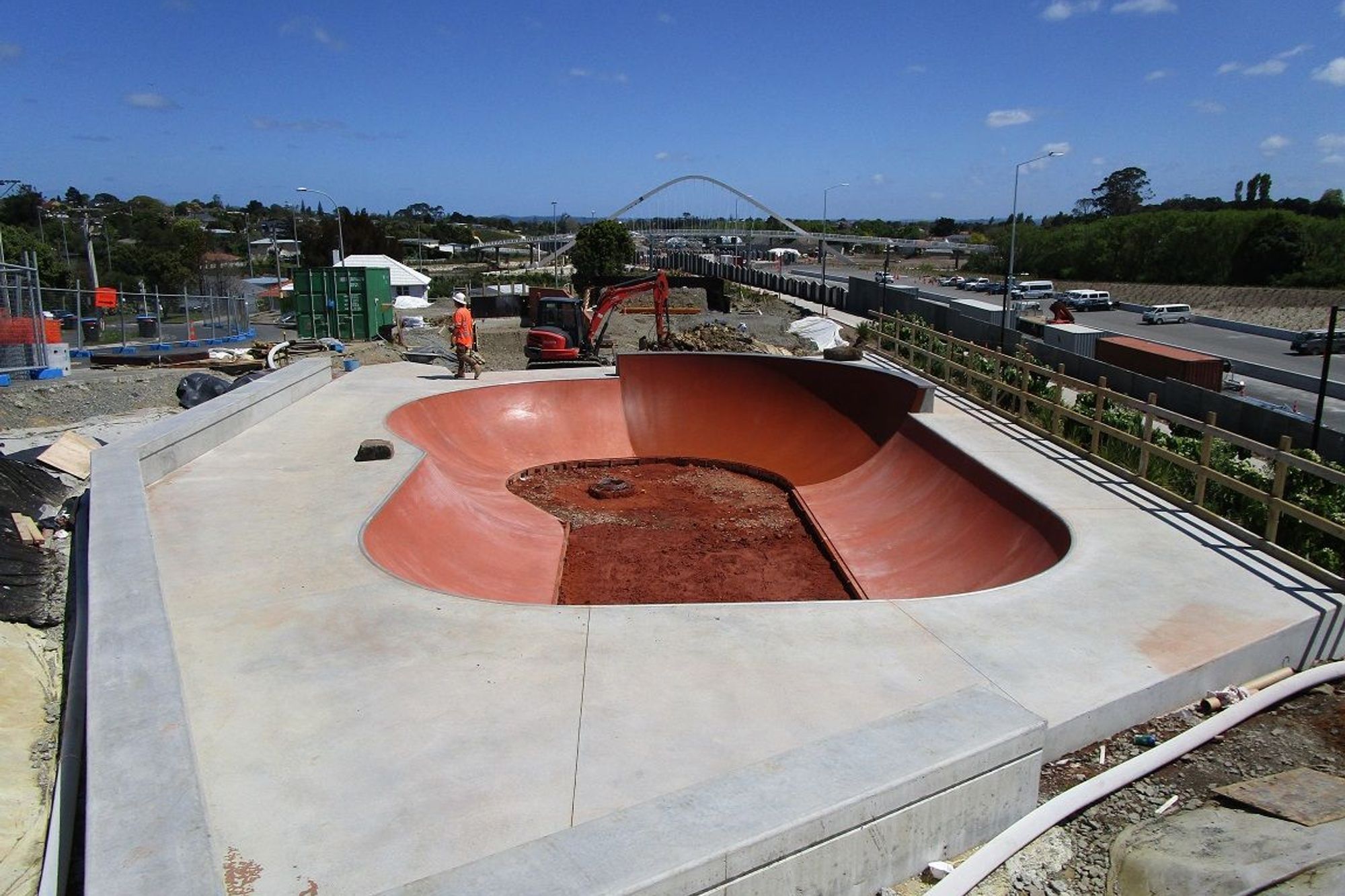 Red and blue concrete features at Auckland’s newest skate parks