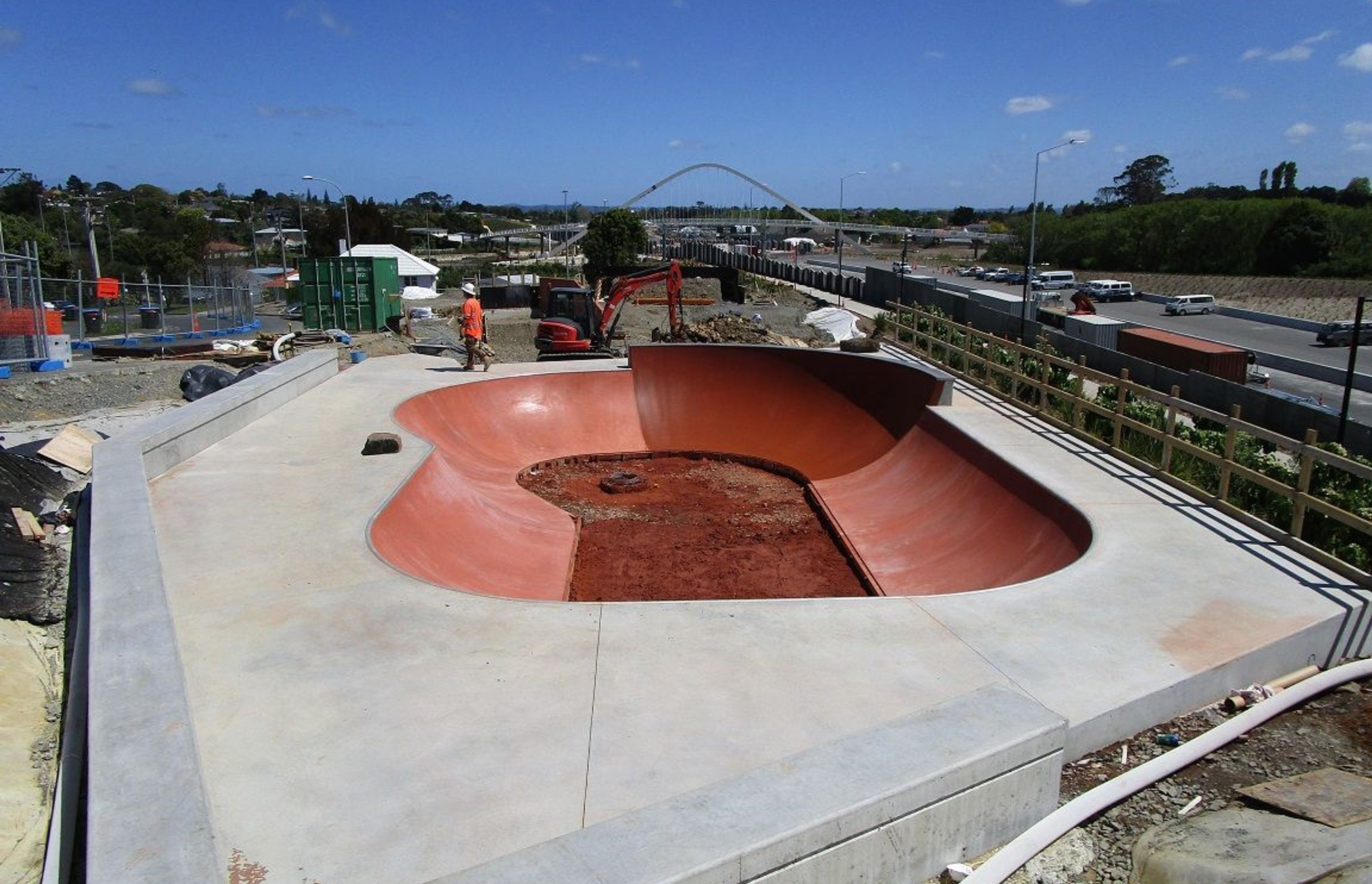 Red and blue concrete features at Auckland’s newest skate parks