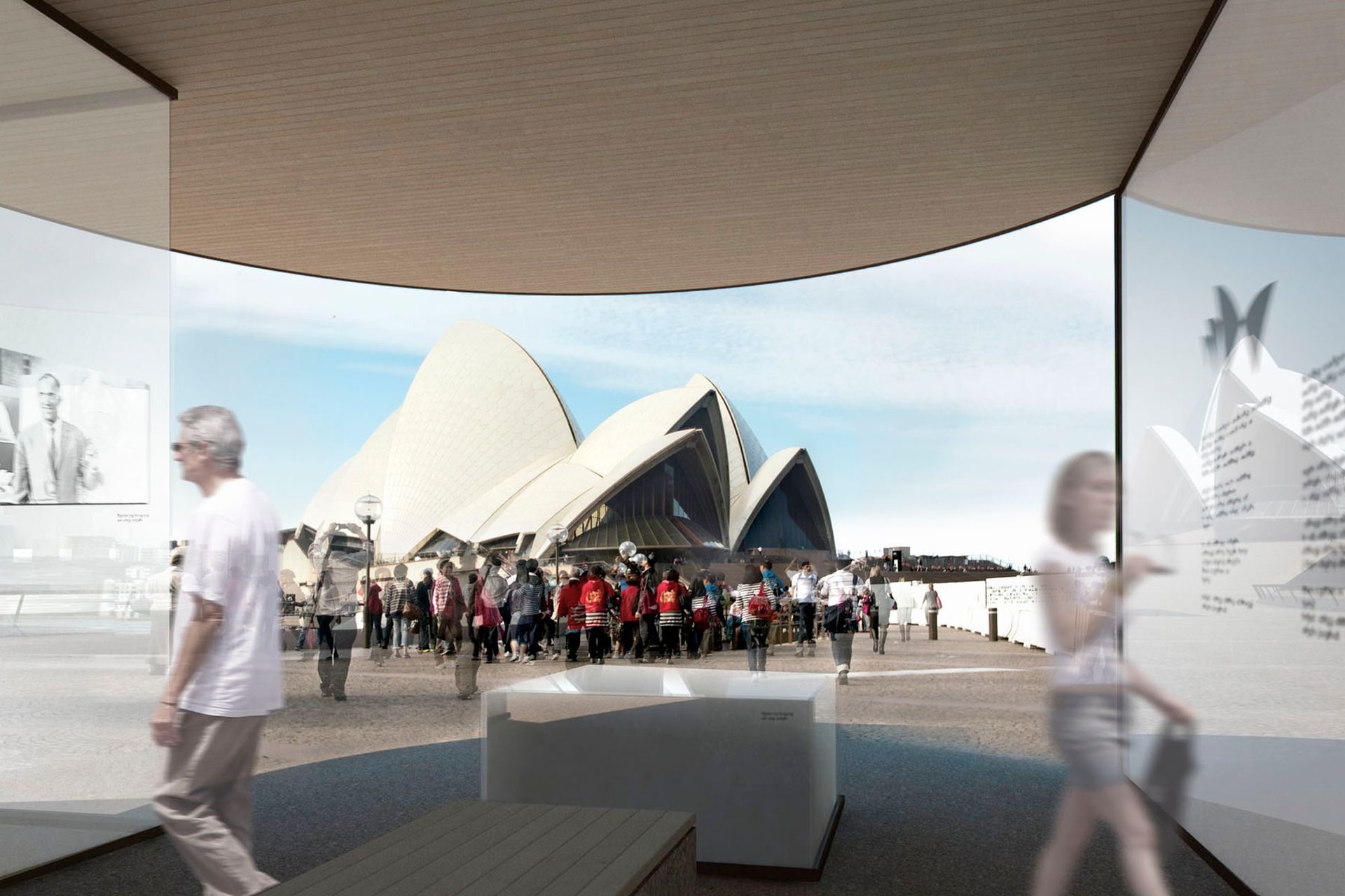 A rectilinear interior is held within the curvilinear external form.