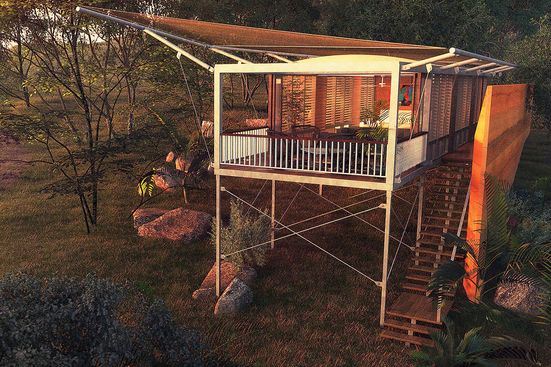 Modular cabanas fabricated off-site