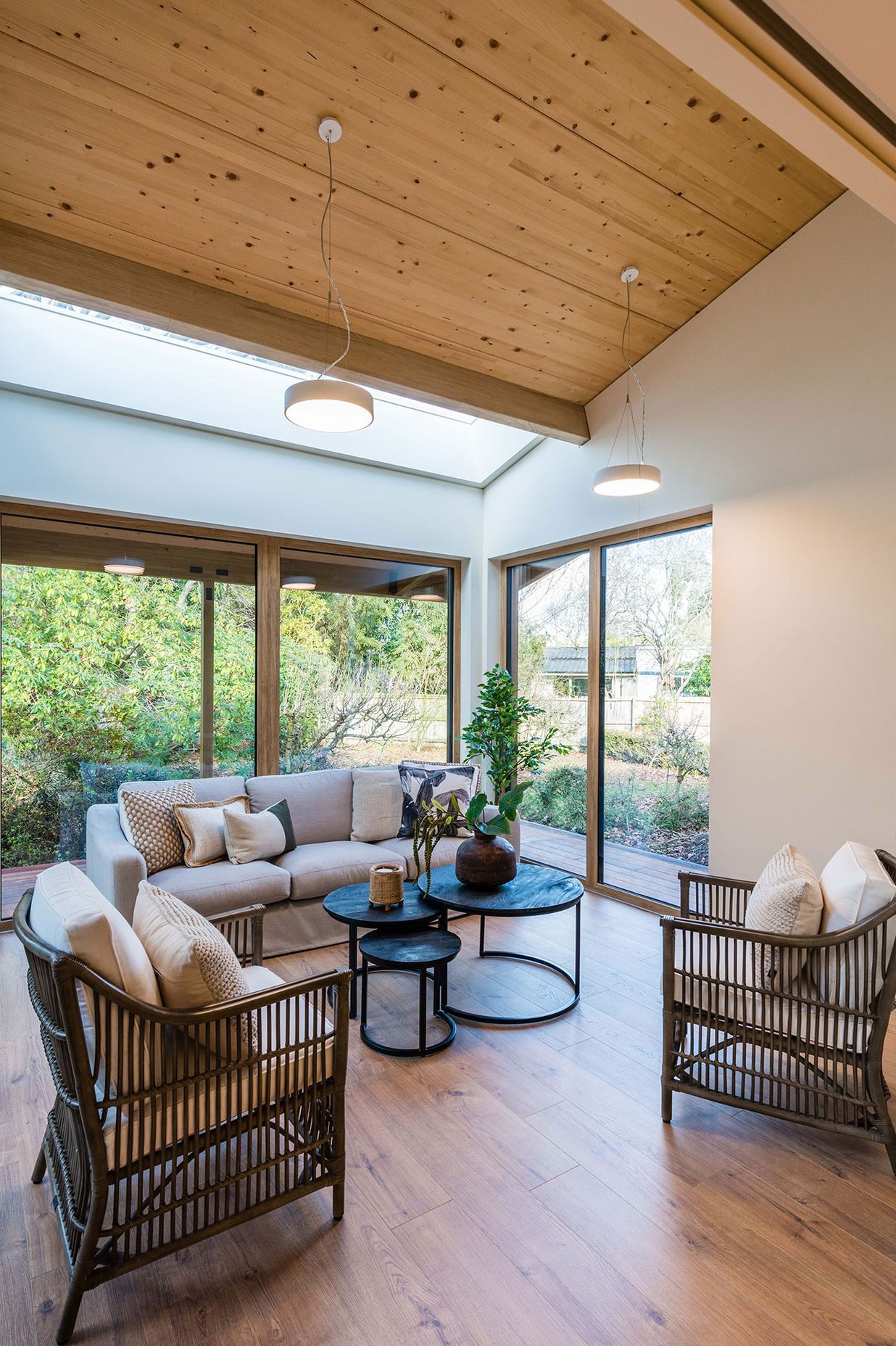 Sunroom with large triple glazed skylight