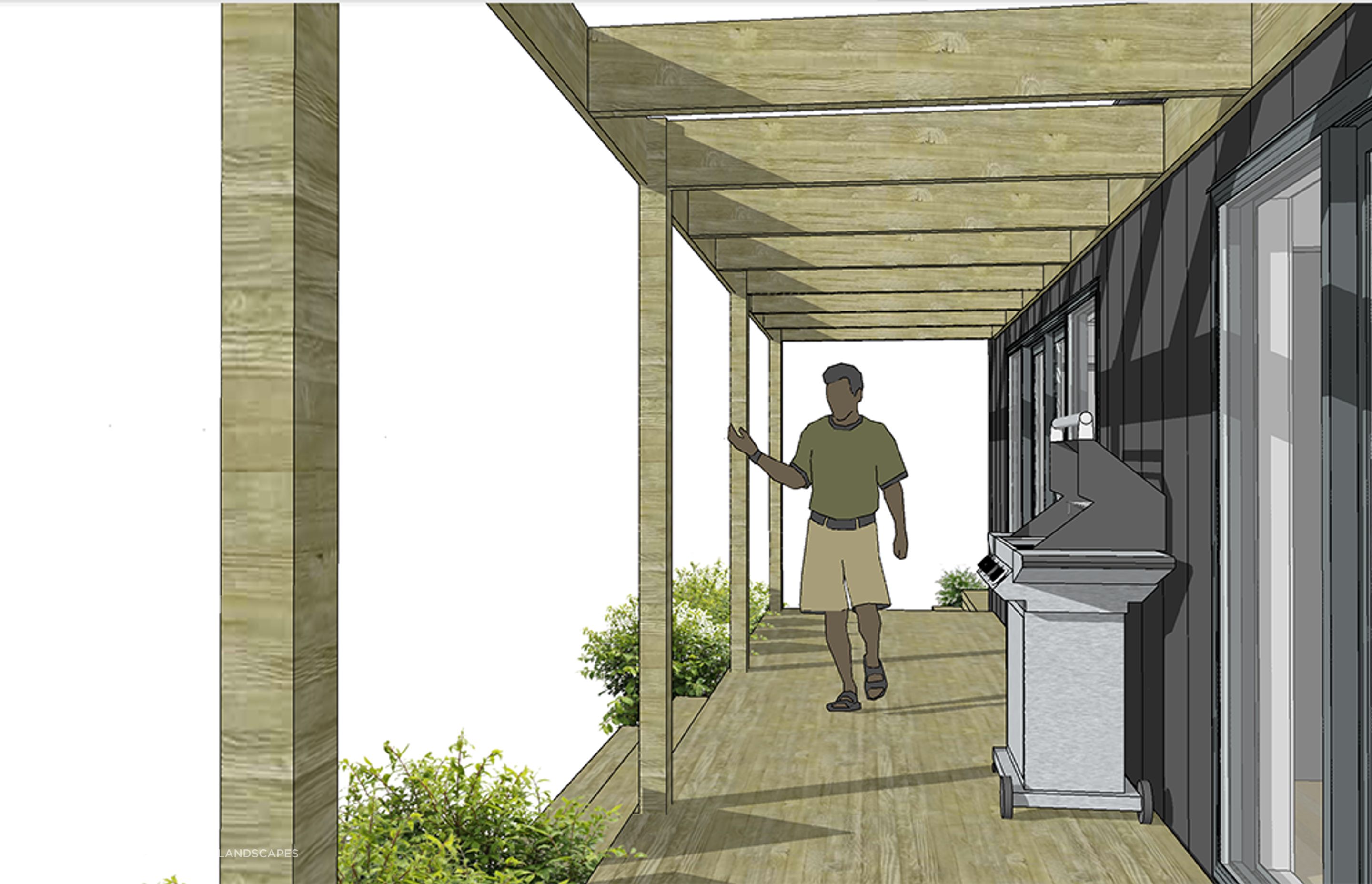 North Deck with Pergola Above