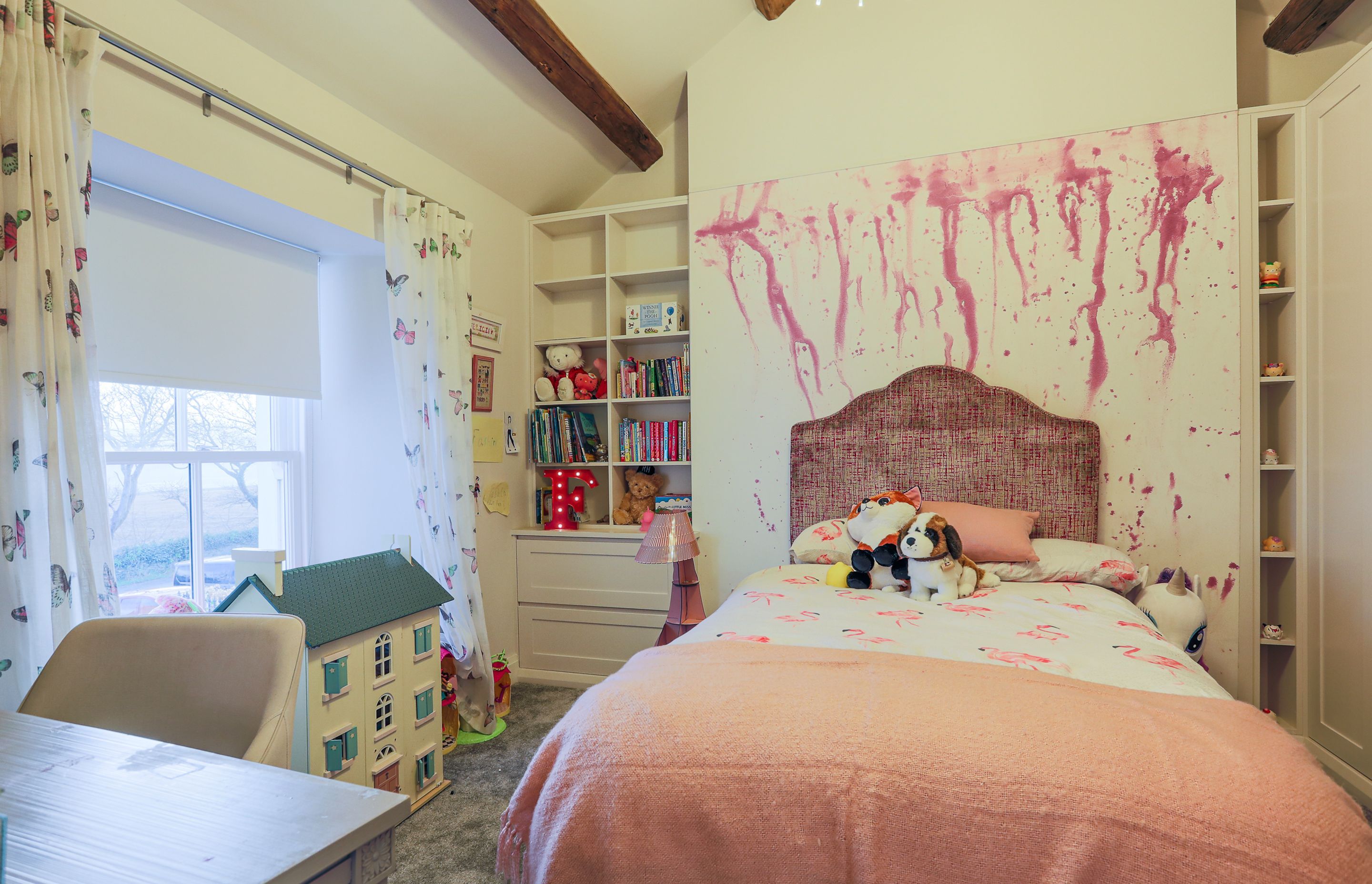 A young girls rooms, but can easily transition into a teenage hangout.