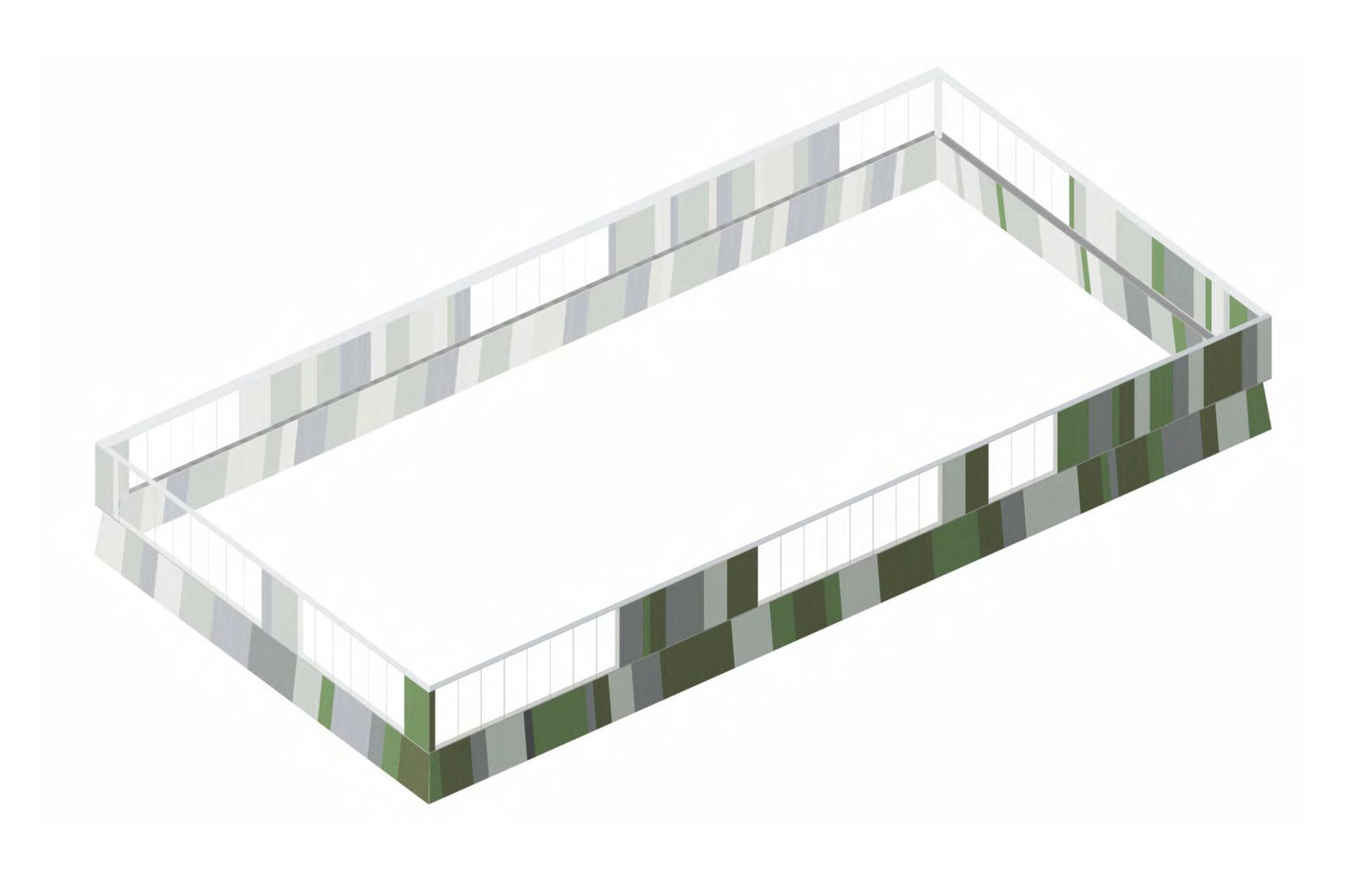 The Greenhouse cloak is clad with a gradient of colour tones; reflecting the surrounding environment.