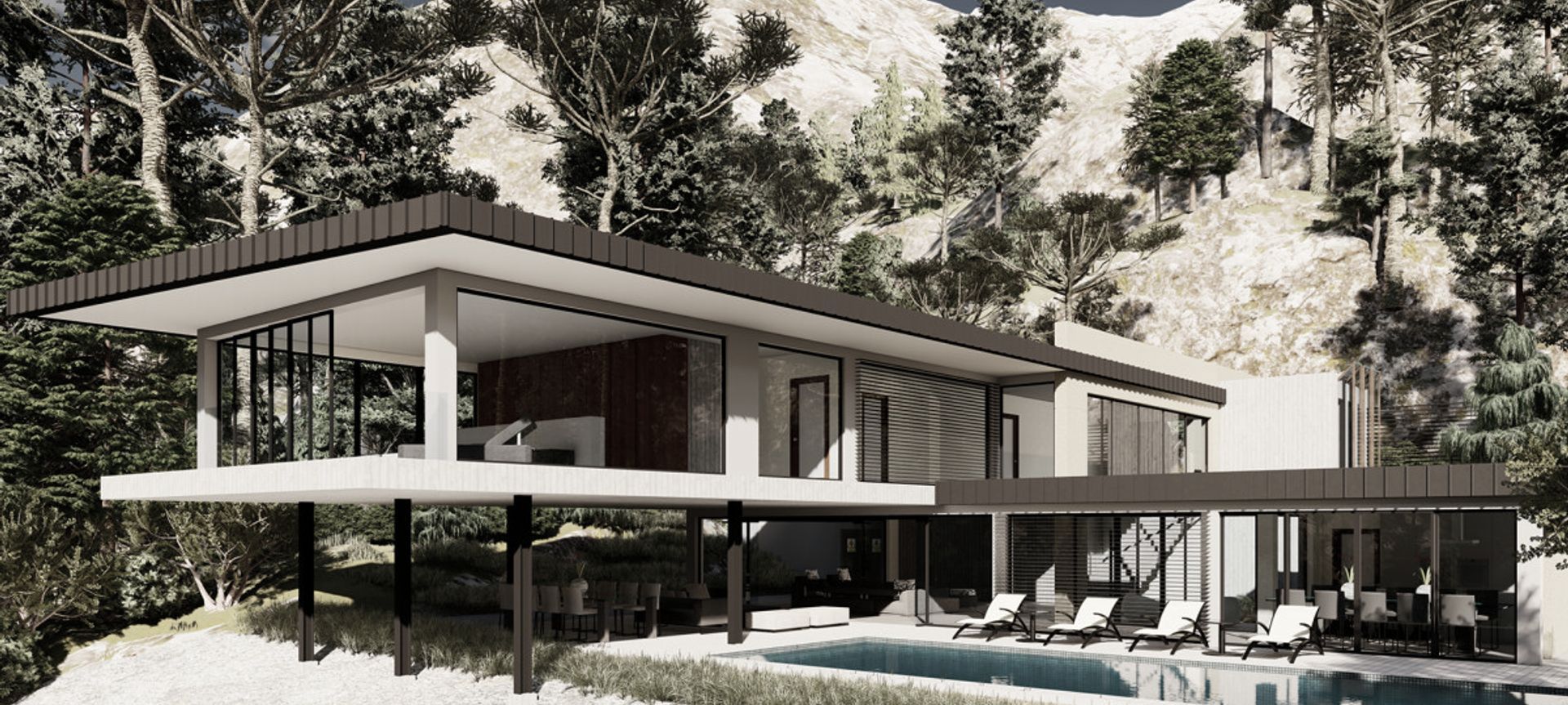 House on a cliff banner