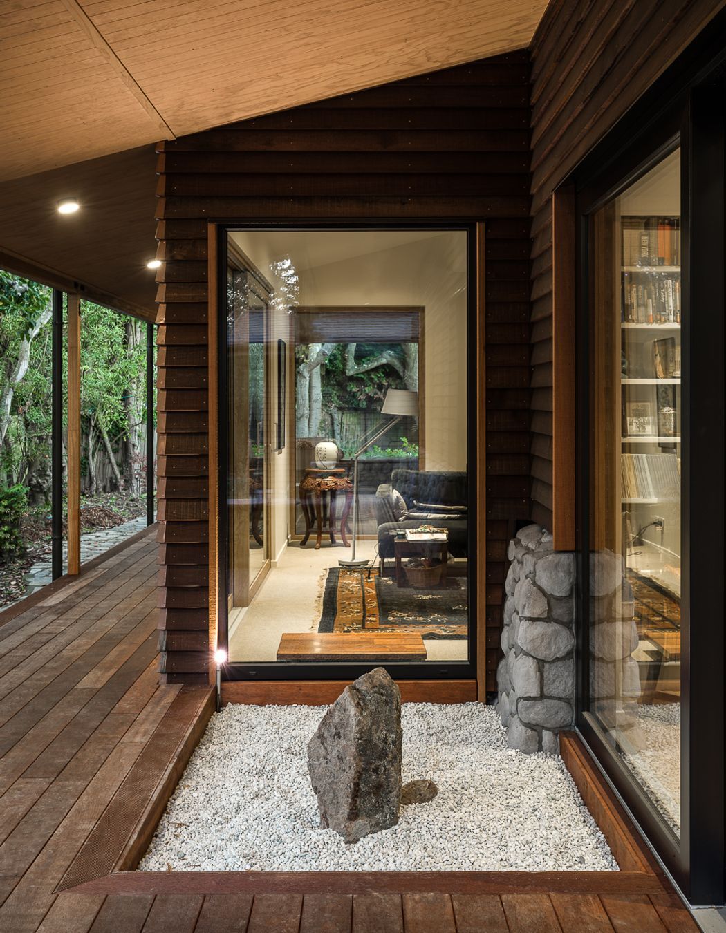 Tsubo niwi (miniature Japanese Garden) on the Engawa (wrap around verandah)