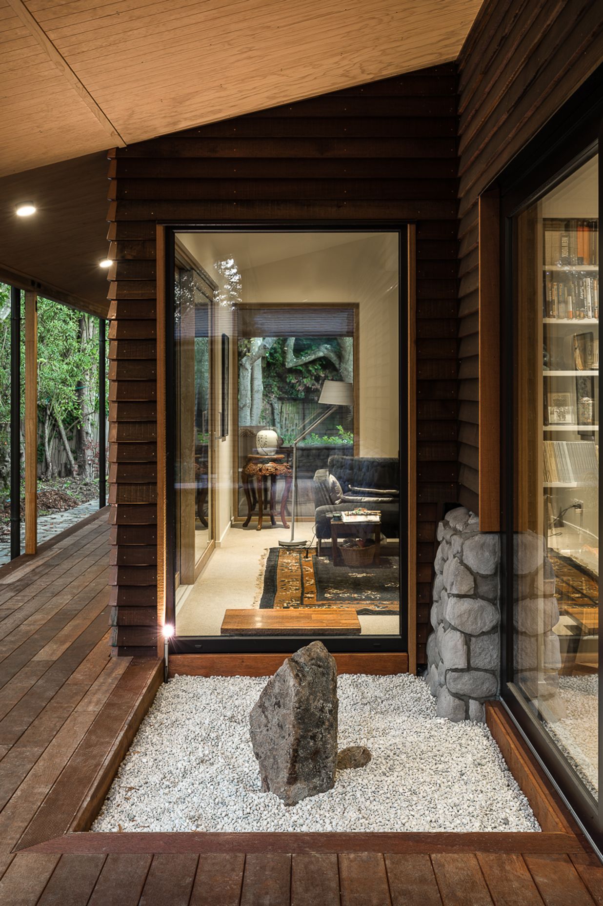 Tsubo niwi (miniature Japanese Garden) on the Engawa (wrap around verandah)