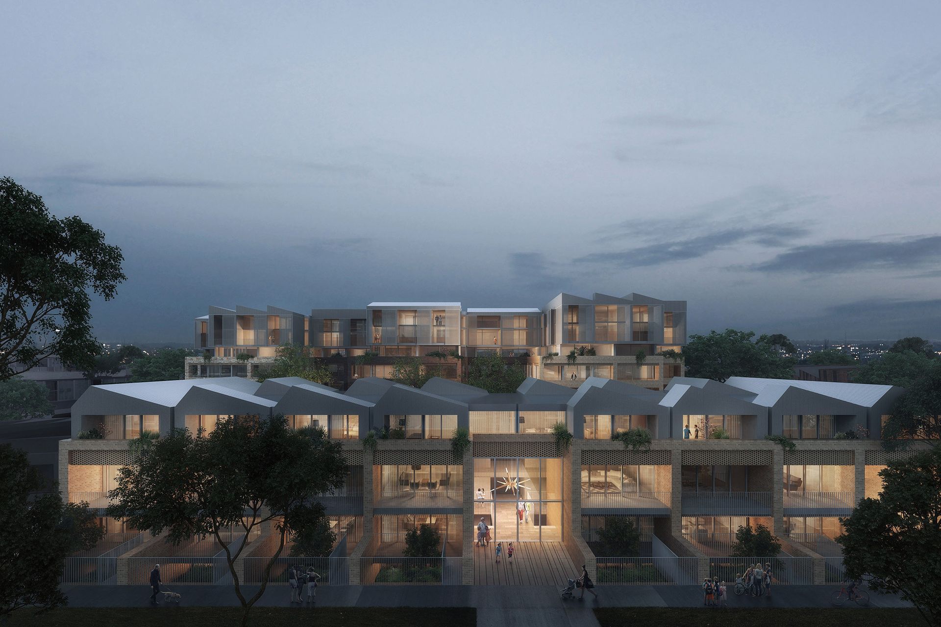 A terrace typology expression to the Lawrence St frontage mediates the fine grain context of Erskineville.