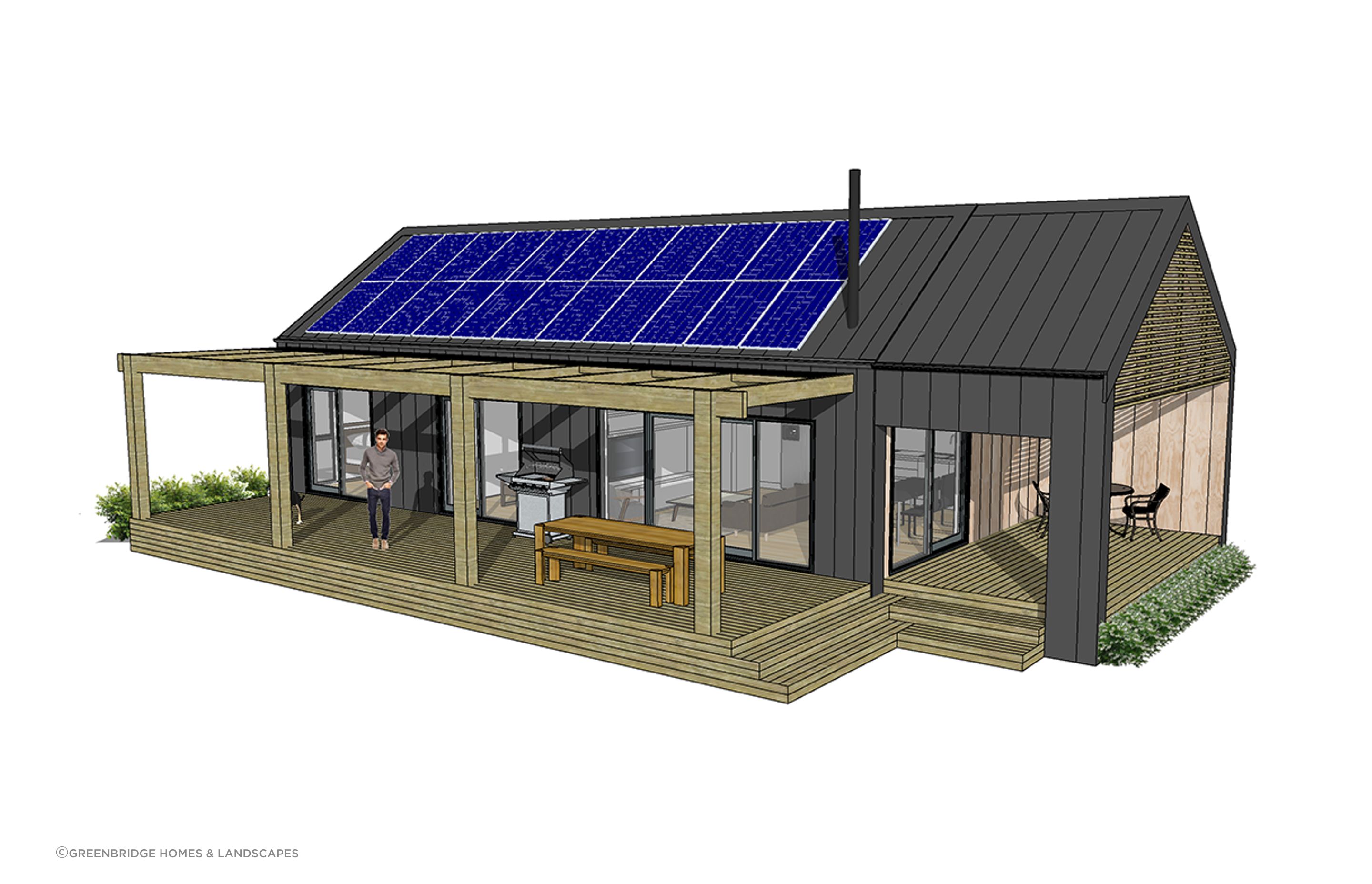 Extended West Roof and Deck with North Deck & Pergola and Solar Power system