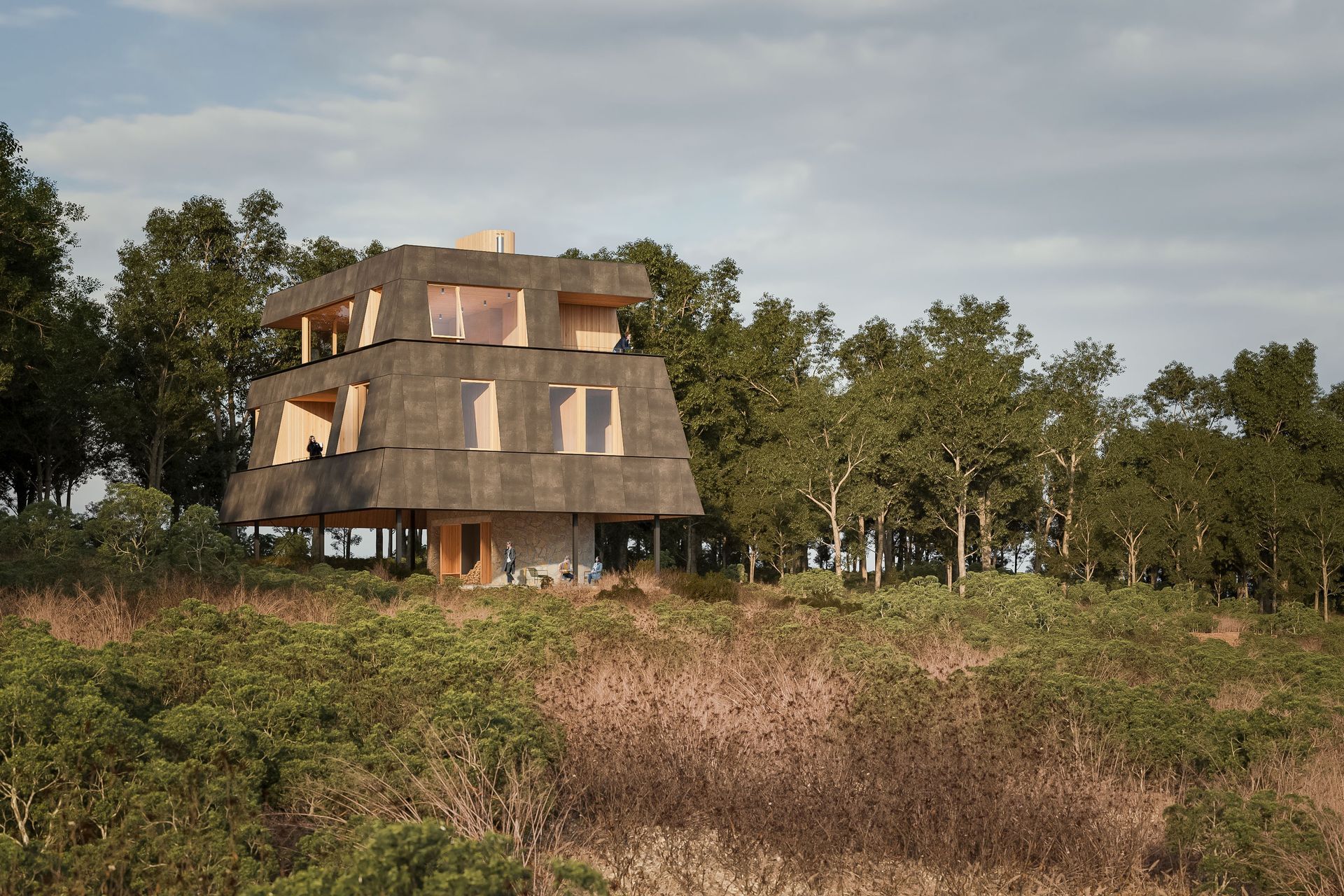 The tapering form is emphasised on the diagonal.