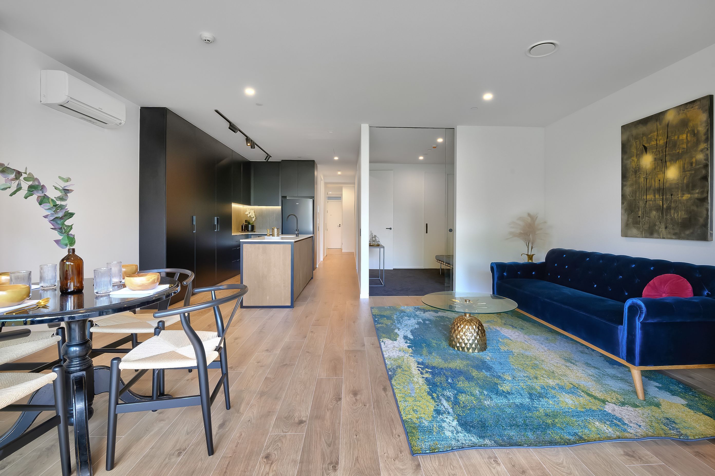 Parkside apartments include one bedroom plus flexi-space (as pictured) or two-bedroom layouts.