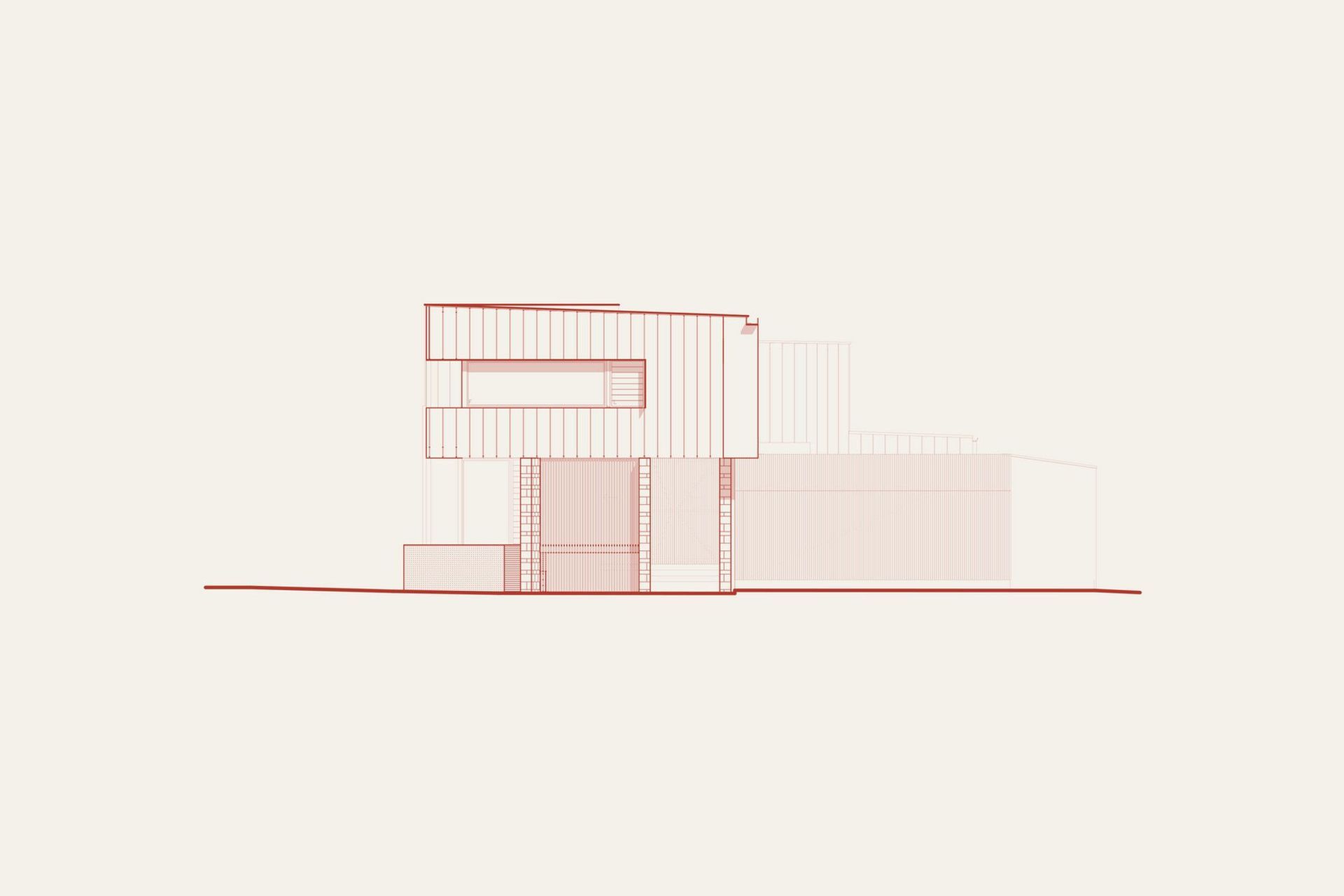 Eleutheria - Elevation. Side elevation drawing.
