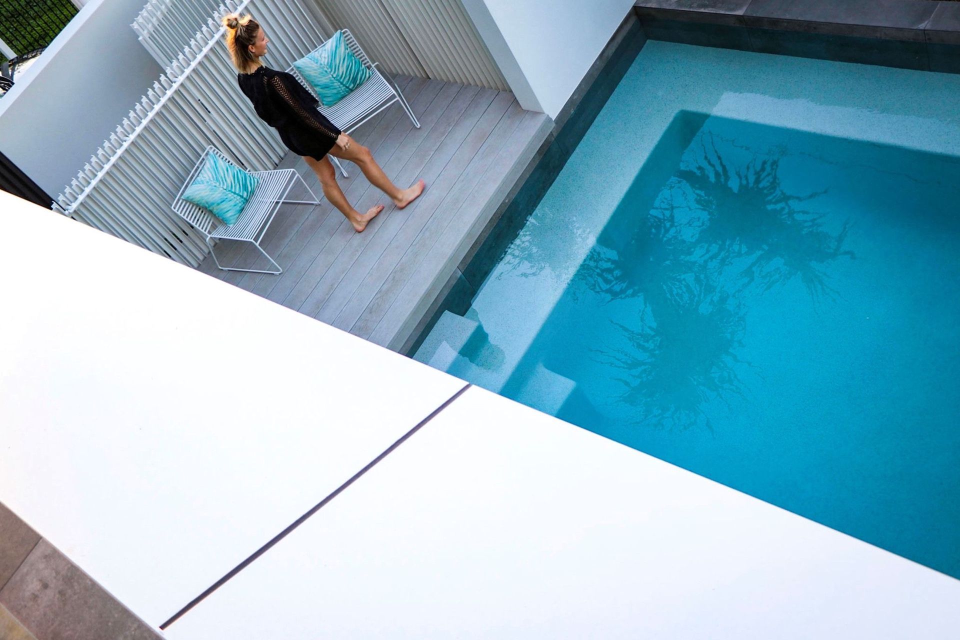 Kruger Residence - Pool. Pool and deck seen from above.