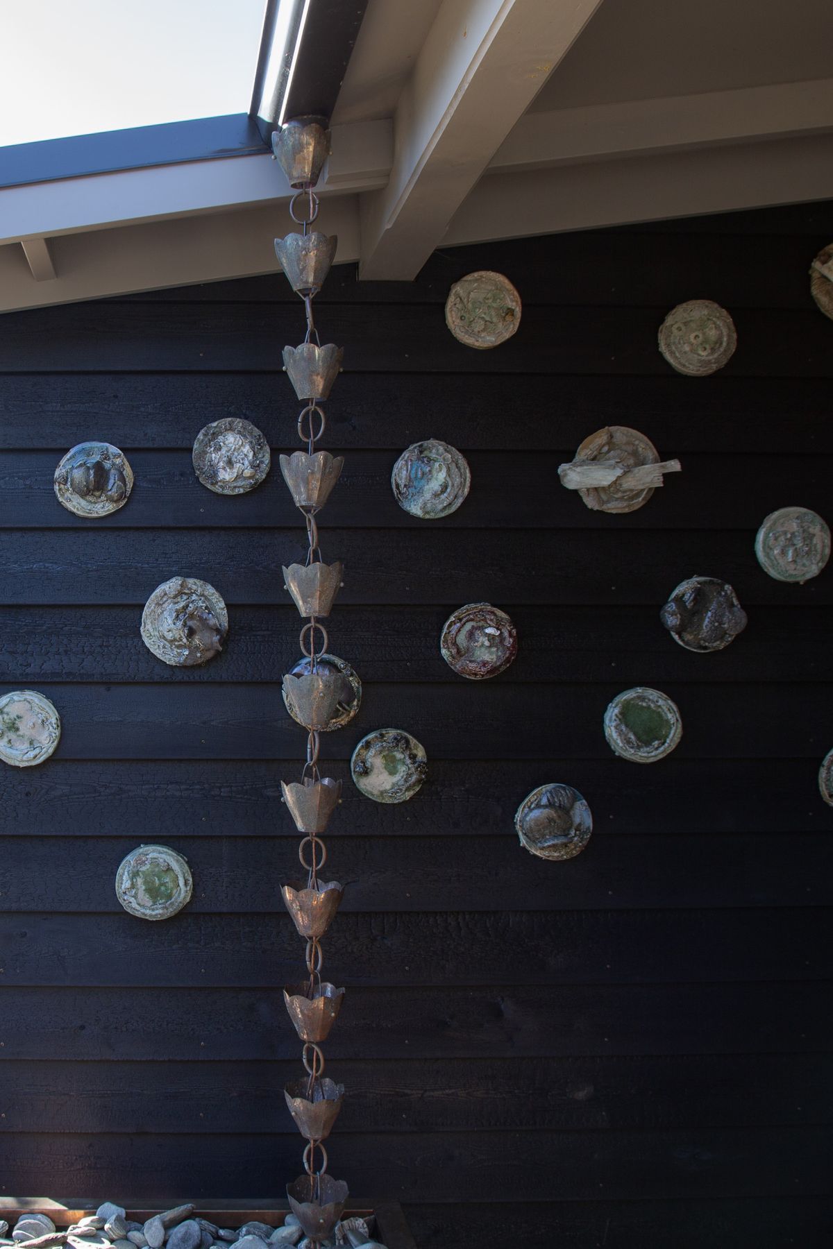 Copper Rain Chains, Shou Sugi Ban & Darryl Frost Anagama Plates