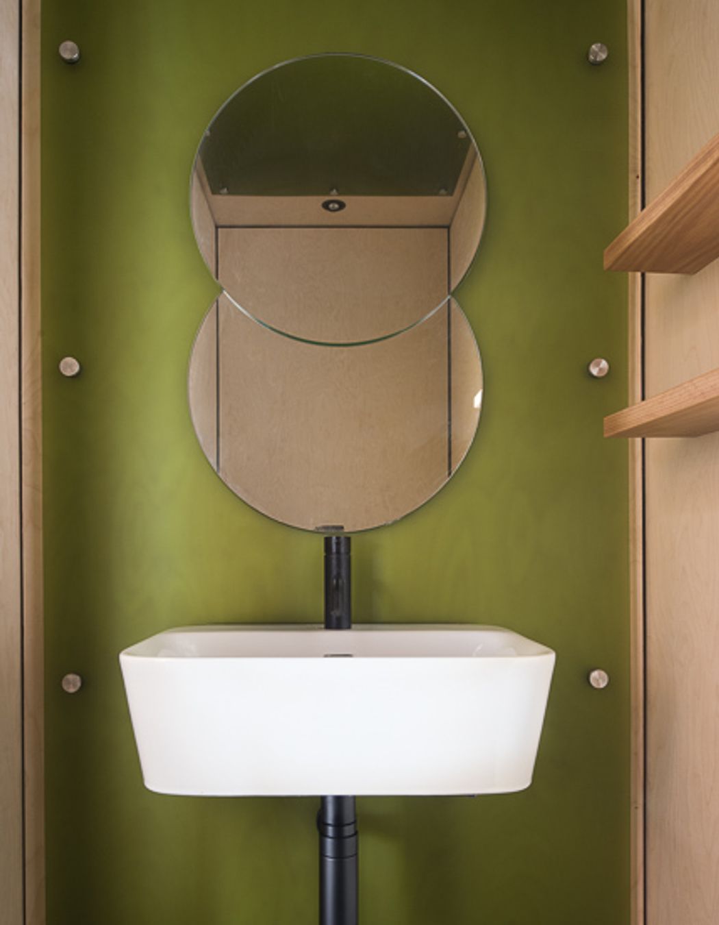 Green tint glass with small basin, Shoreham studio