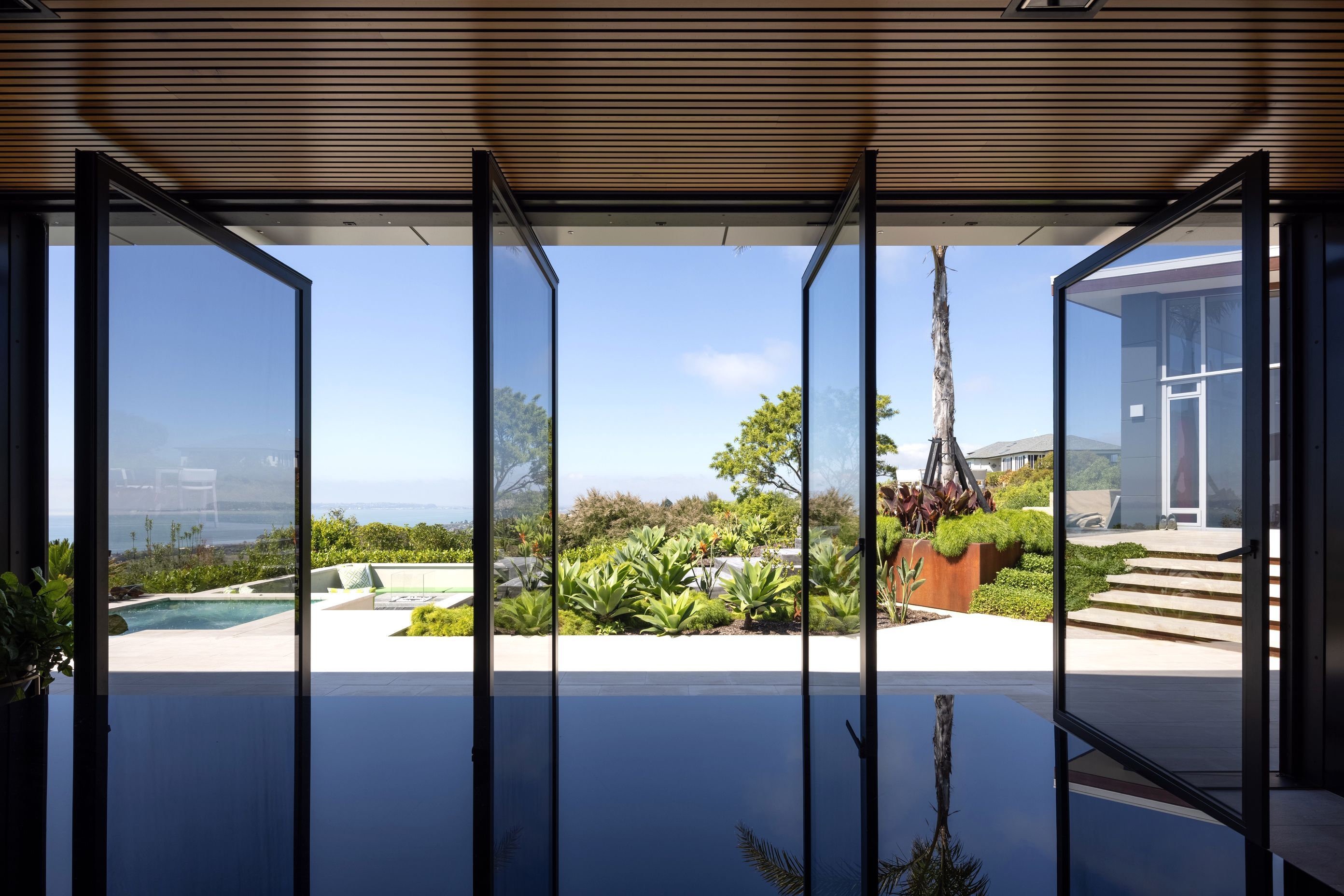 Bay view pool house
