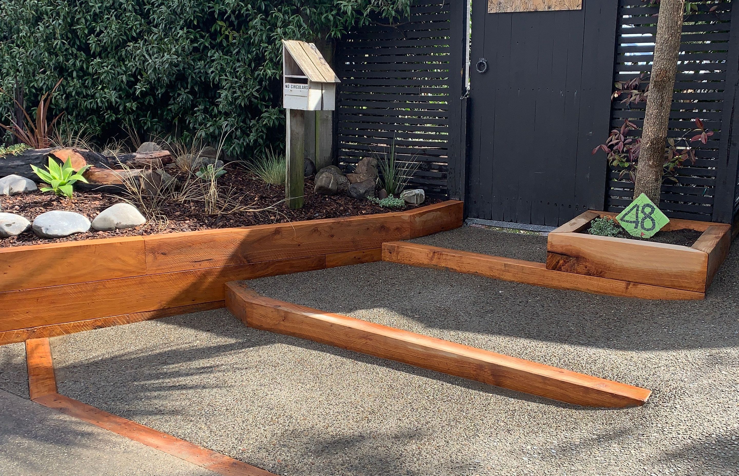 Raumati Beach - Angled Macrocarpa Garden Bed