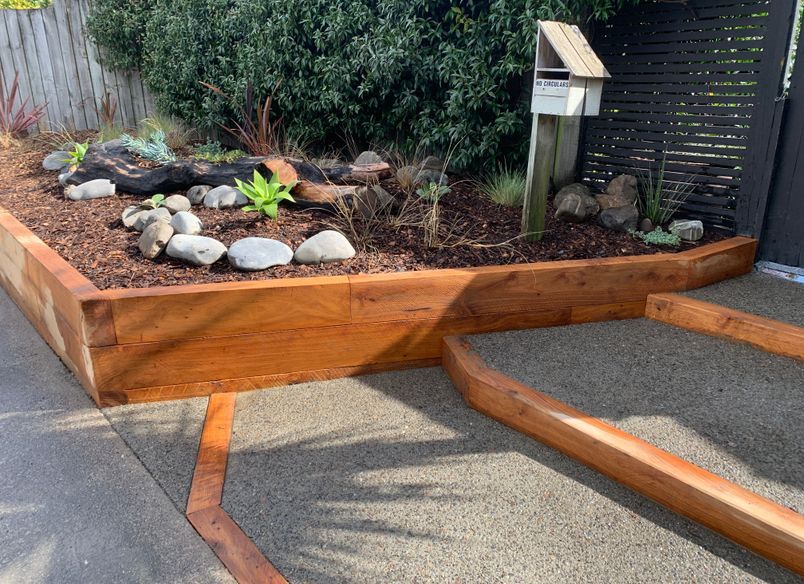 Raumati Beach - Angled Macrocarpa Garden Bed