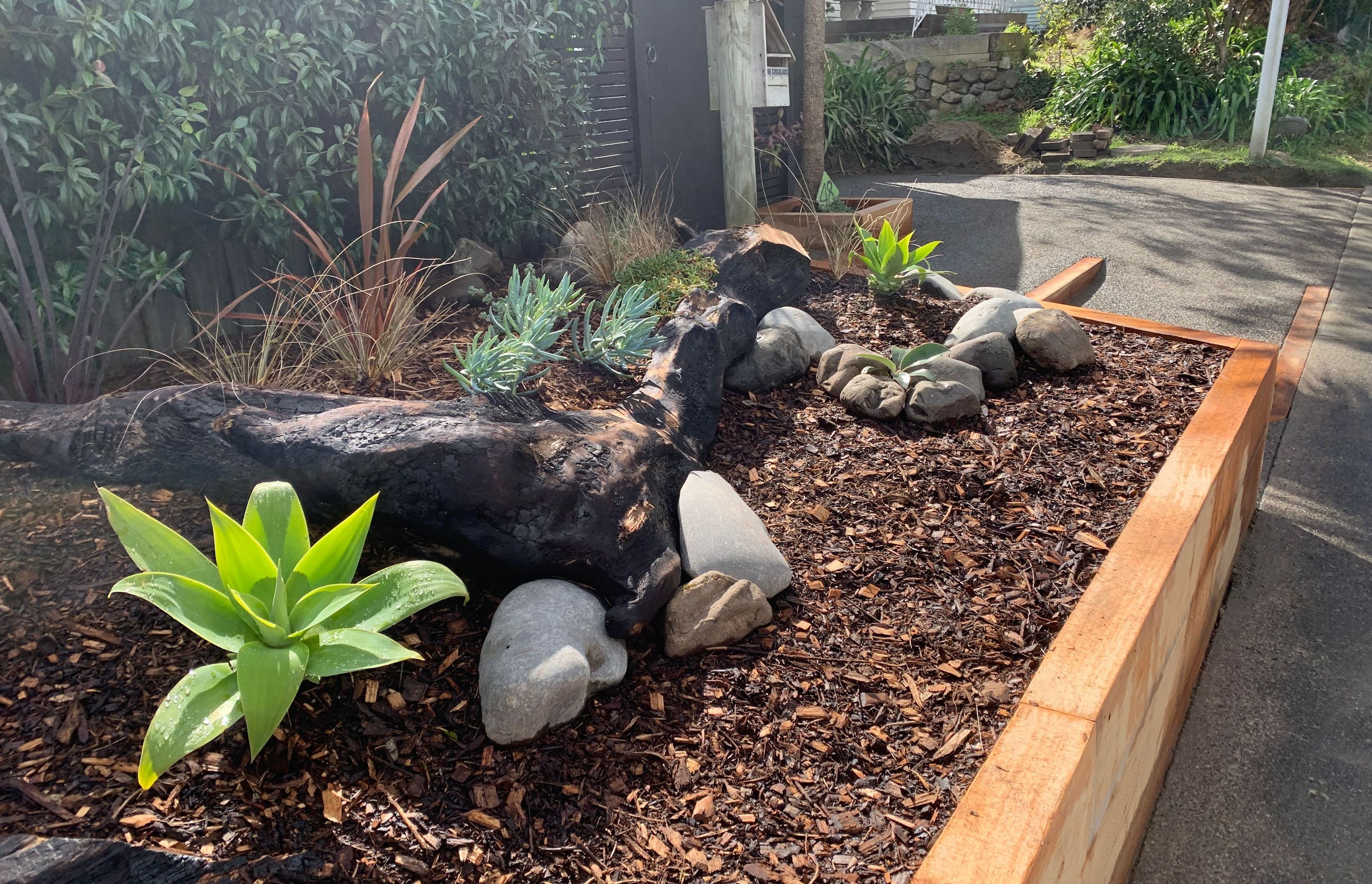 Raumati Beach - Angled Macrocarpa Garden Bed