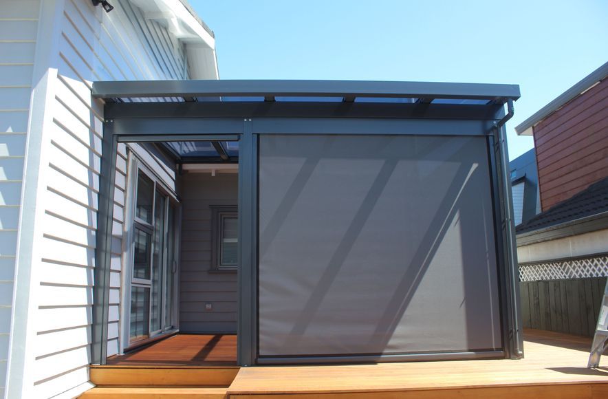 Flat Rectangle Canopy with ZIPTRAK® Outdoor Blinds in Epsom