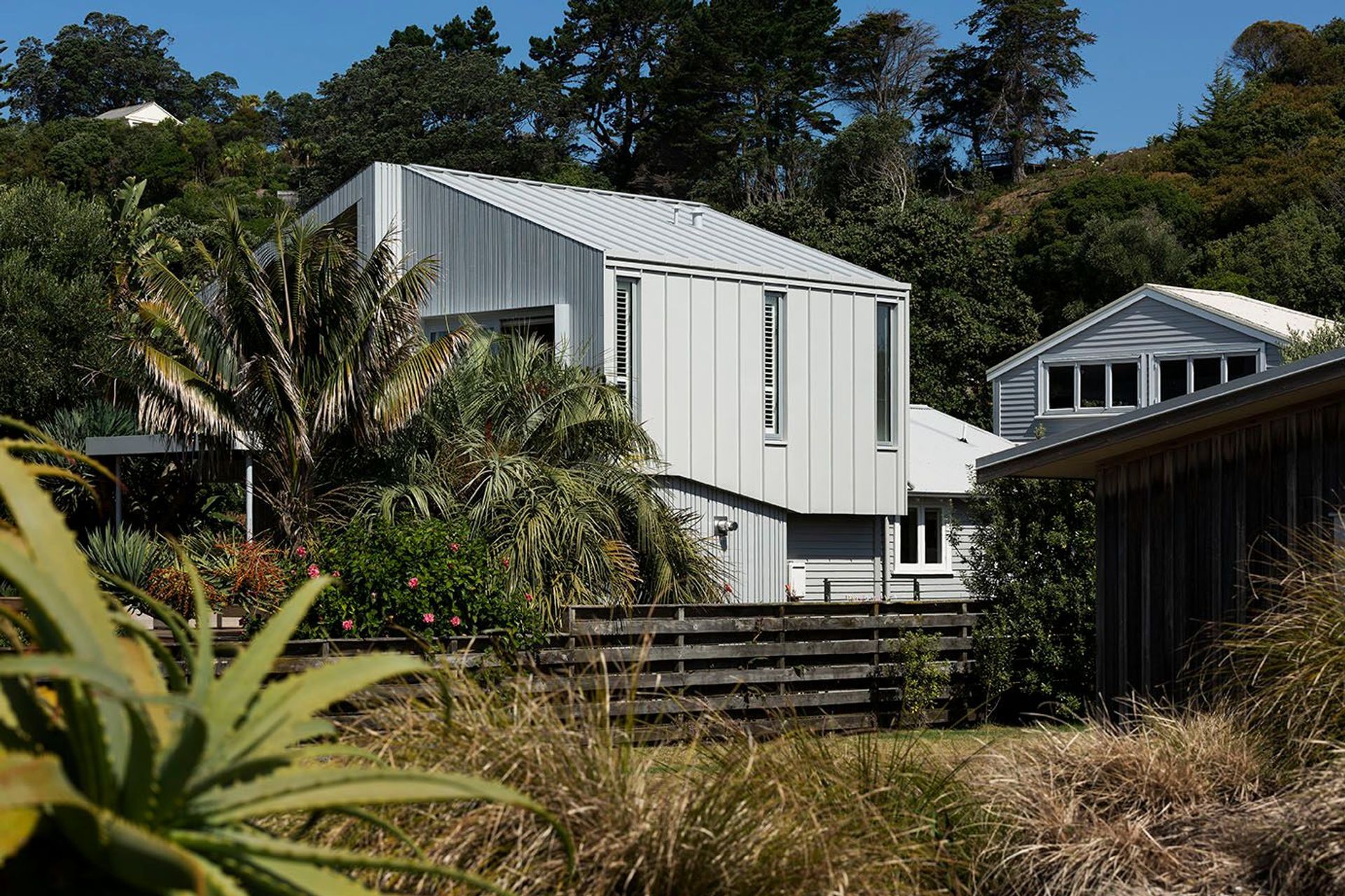 Feature angled solution for the changing levels between floors of the existing structure and new