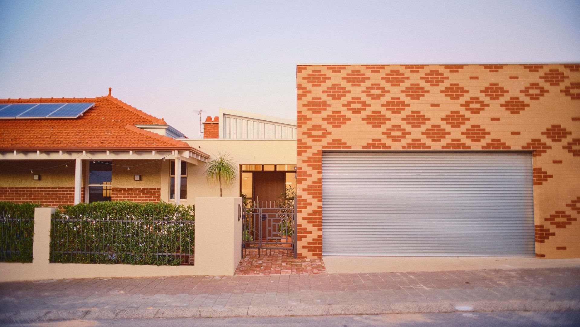 Patterened brick recalls the colonial ornament of the heritage streetscape in South Fremantle