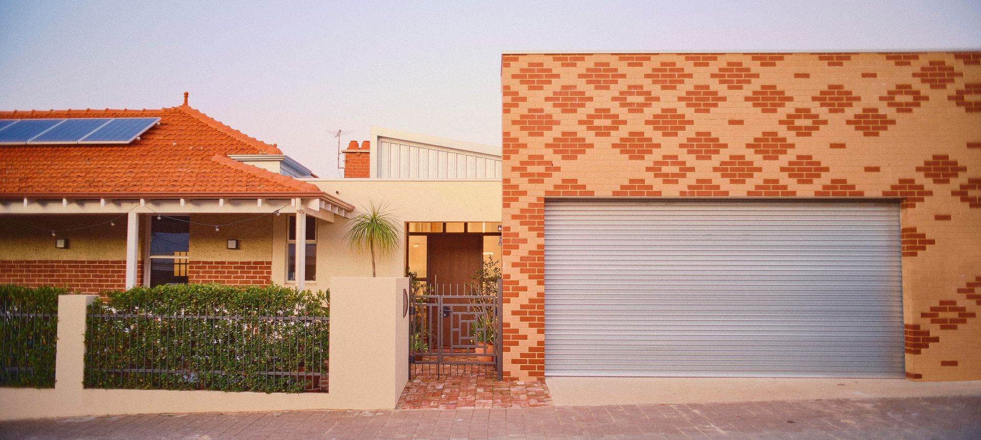 Patterened brick recalls the colonial ornament of the heritage streetscape in South Fremantle