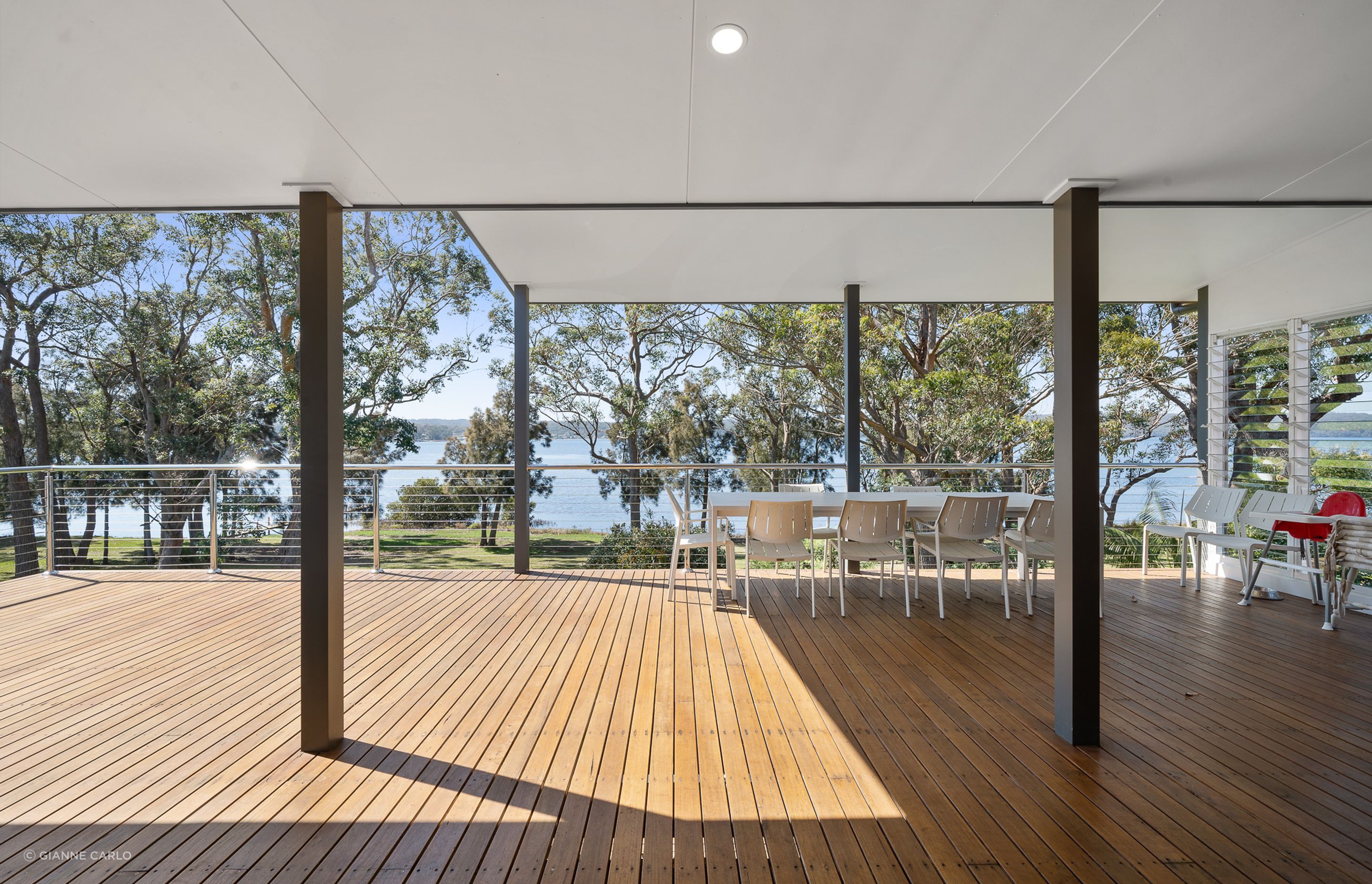 The large deck soaks in the views and sunlight.