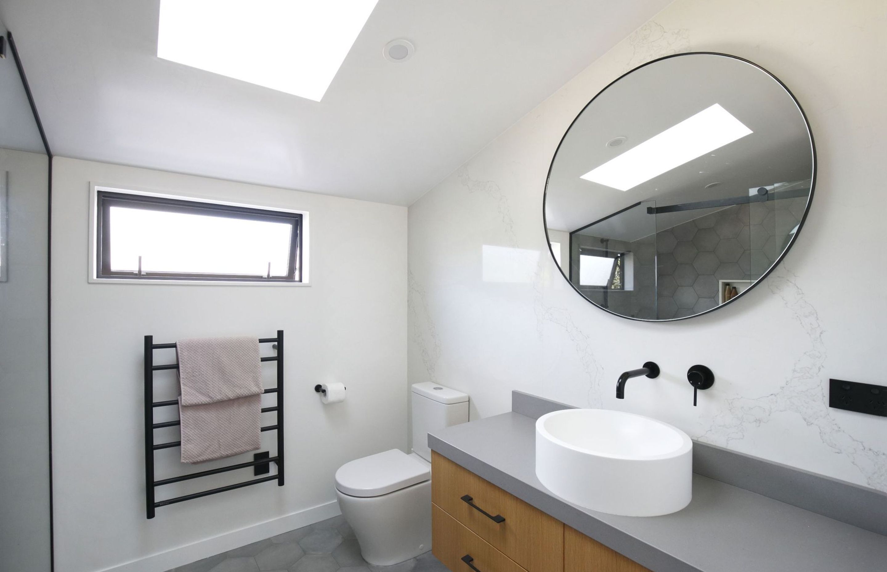 Concrete top timber bathroom