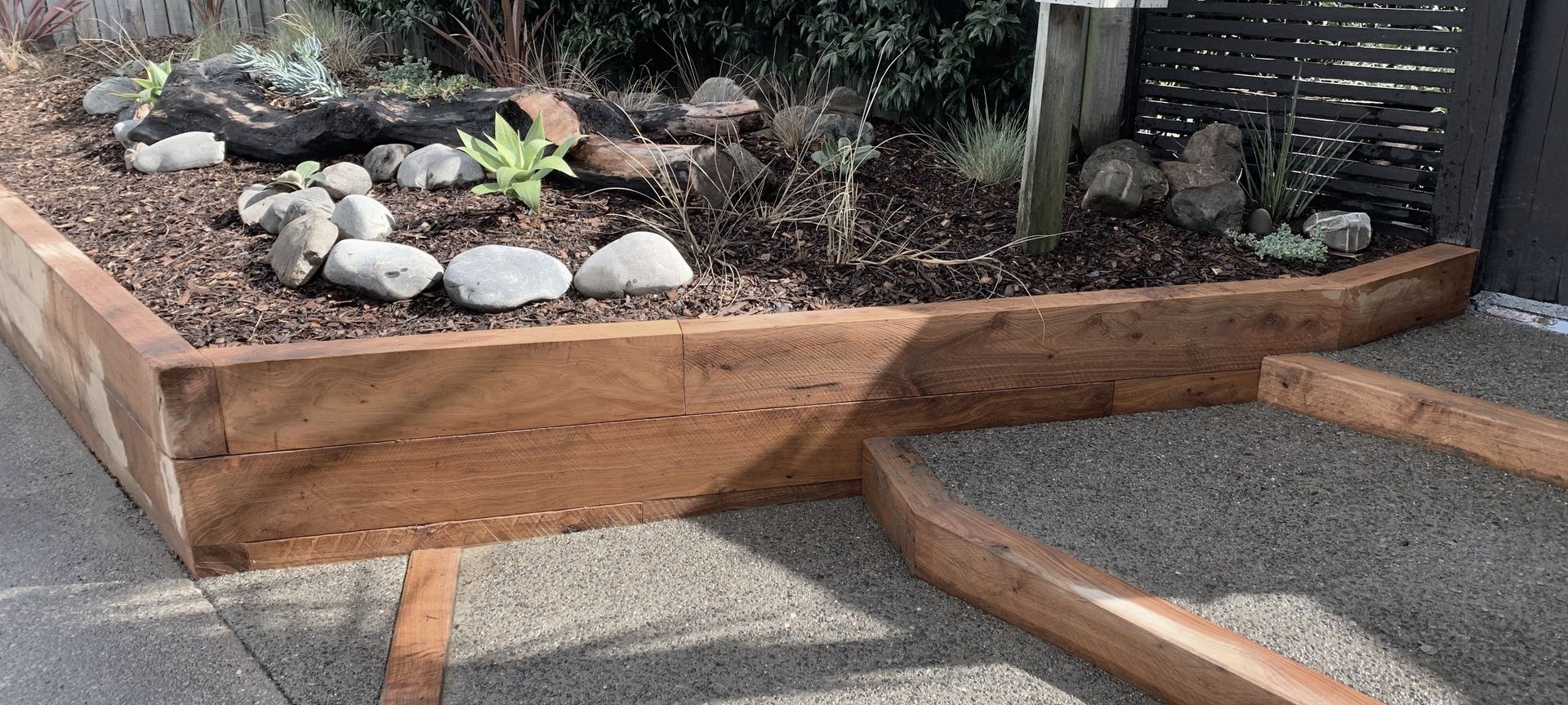 Raumati Beach - Angled Macrocarpa Garden Bed banner