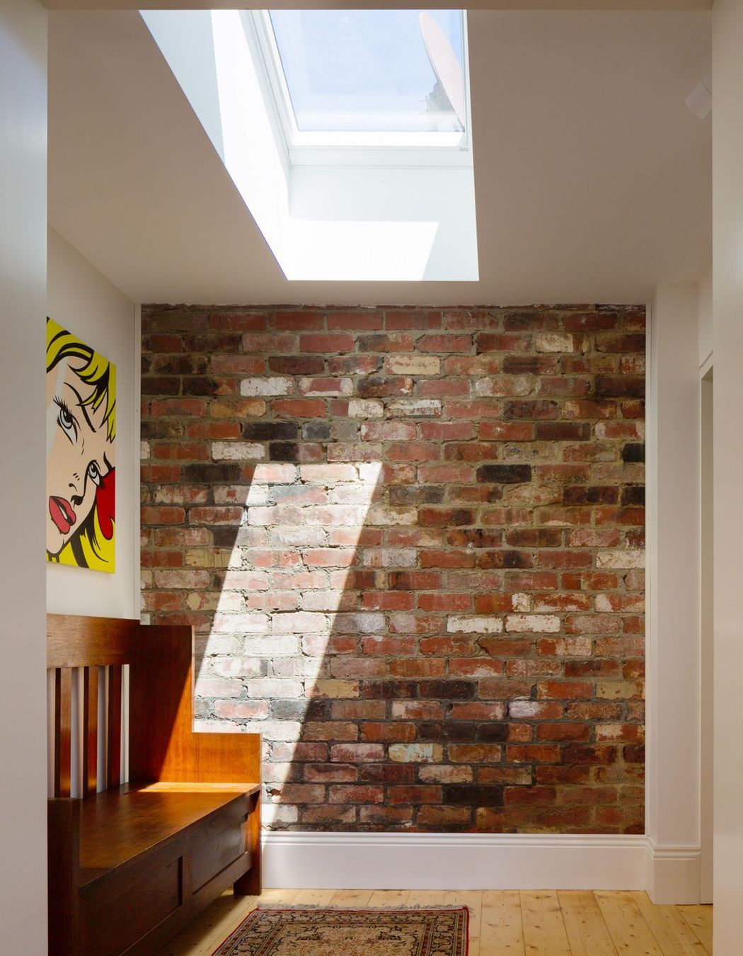 Skylight and exposed brick