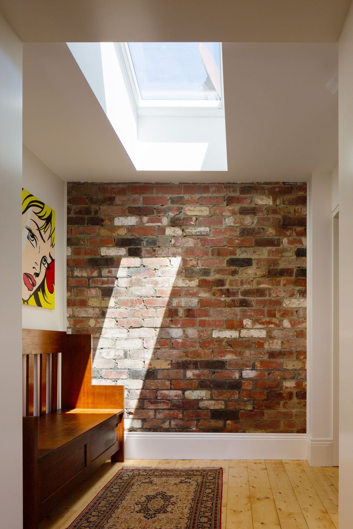 Skylight and exposed brick