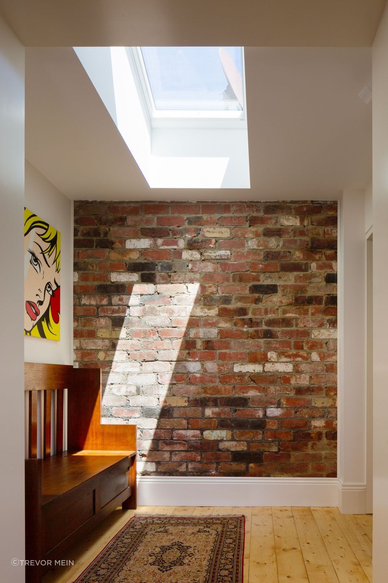 Skylight and exposed brick