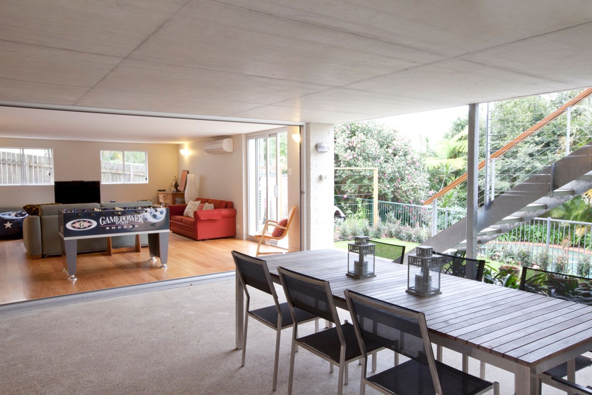 outdoor area and rumpus on lower level