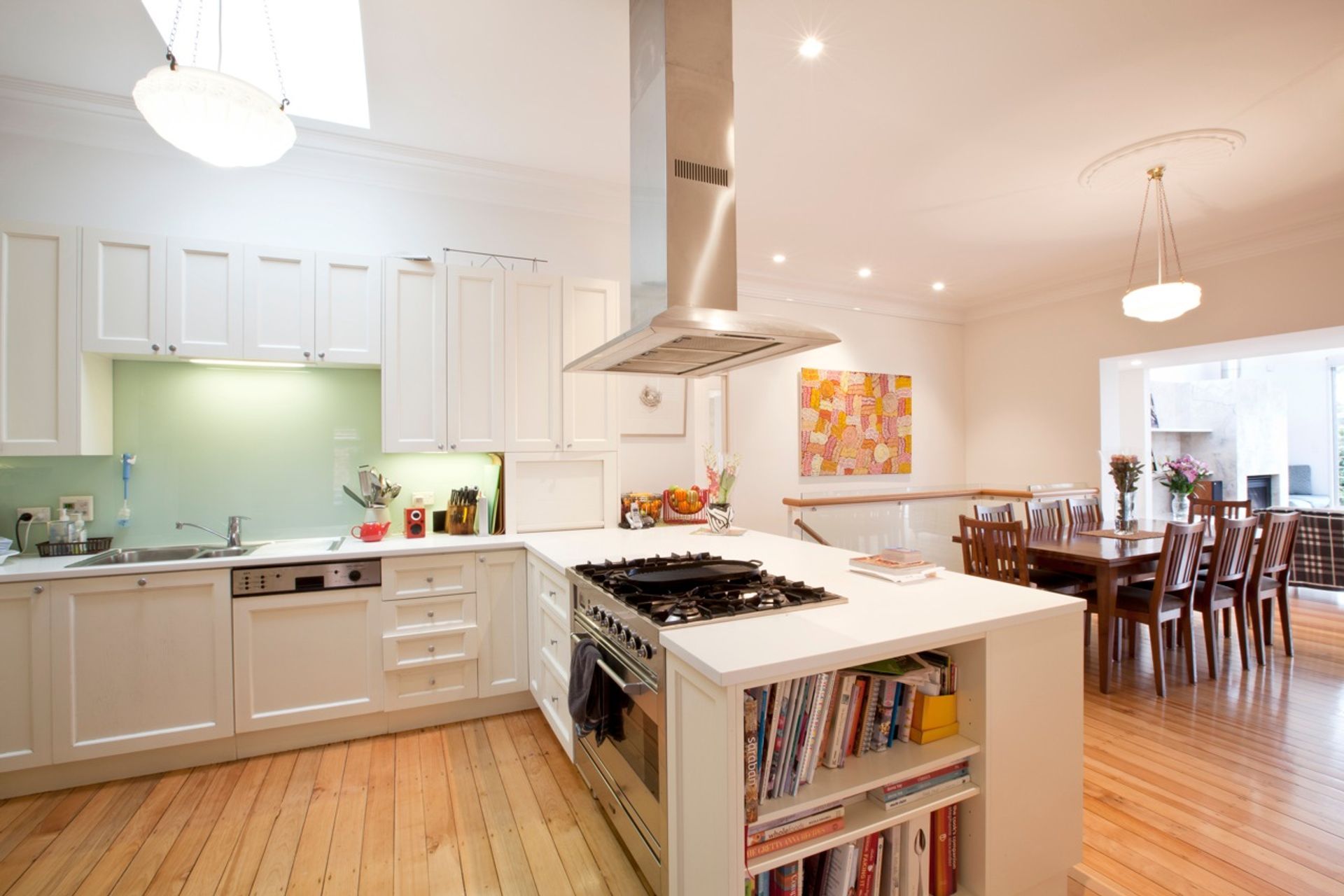 kitchen and dining are with new stair at rear