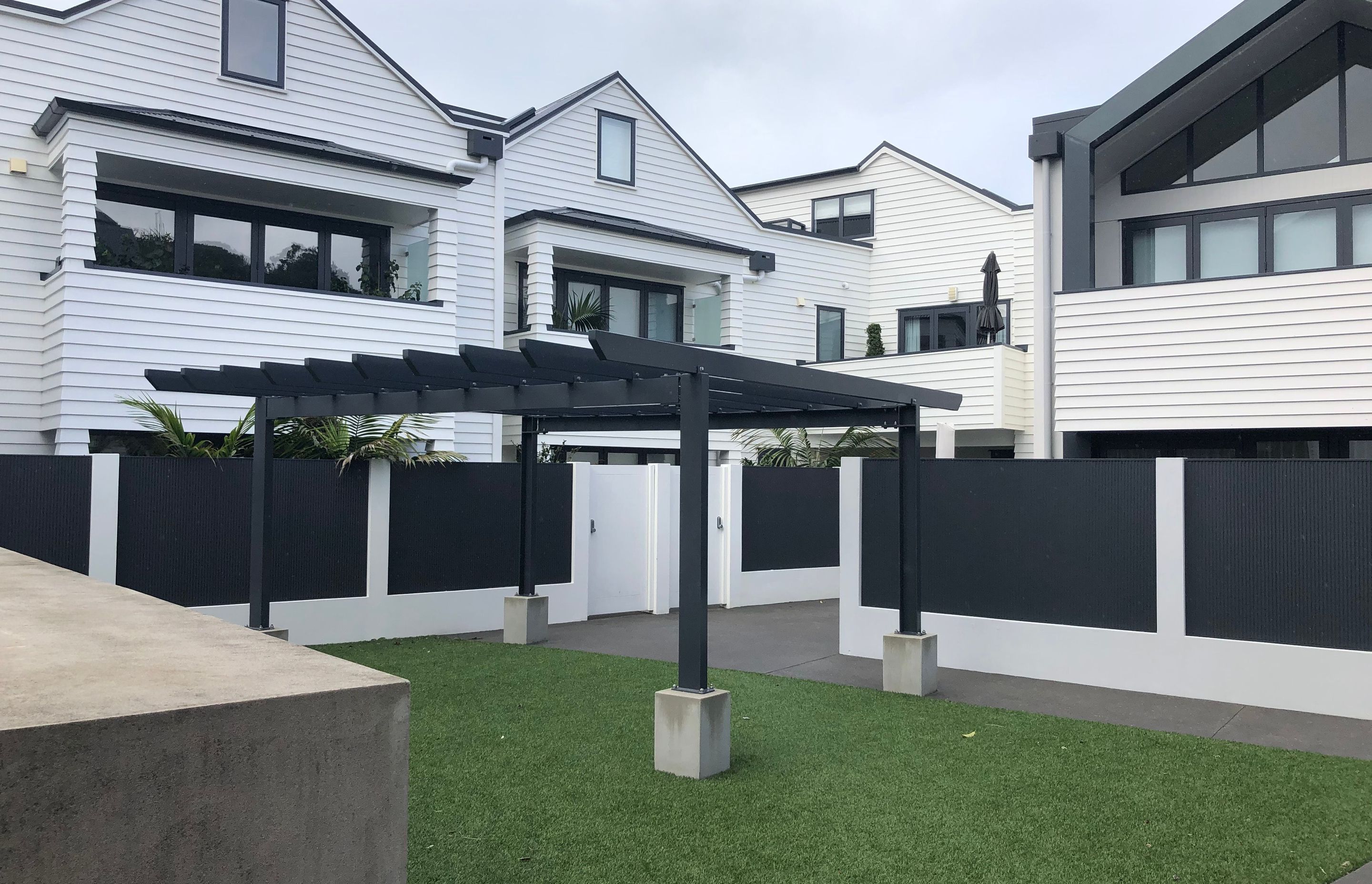 Custom pergola - fabricated for Devonport residential apartments