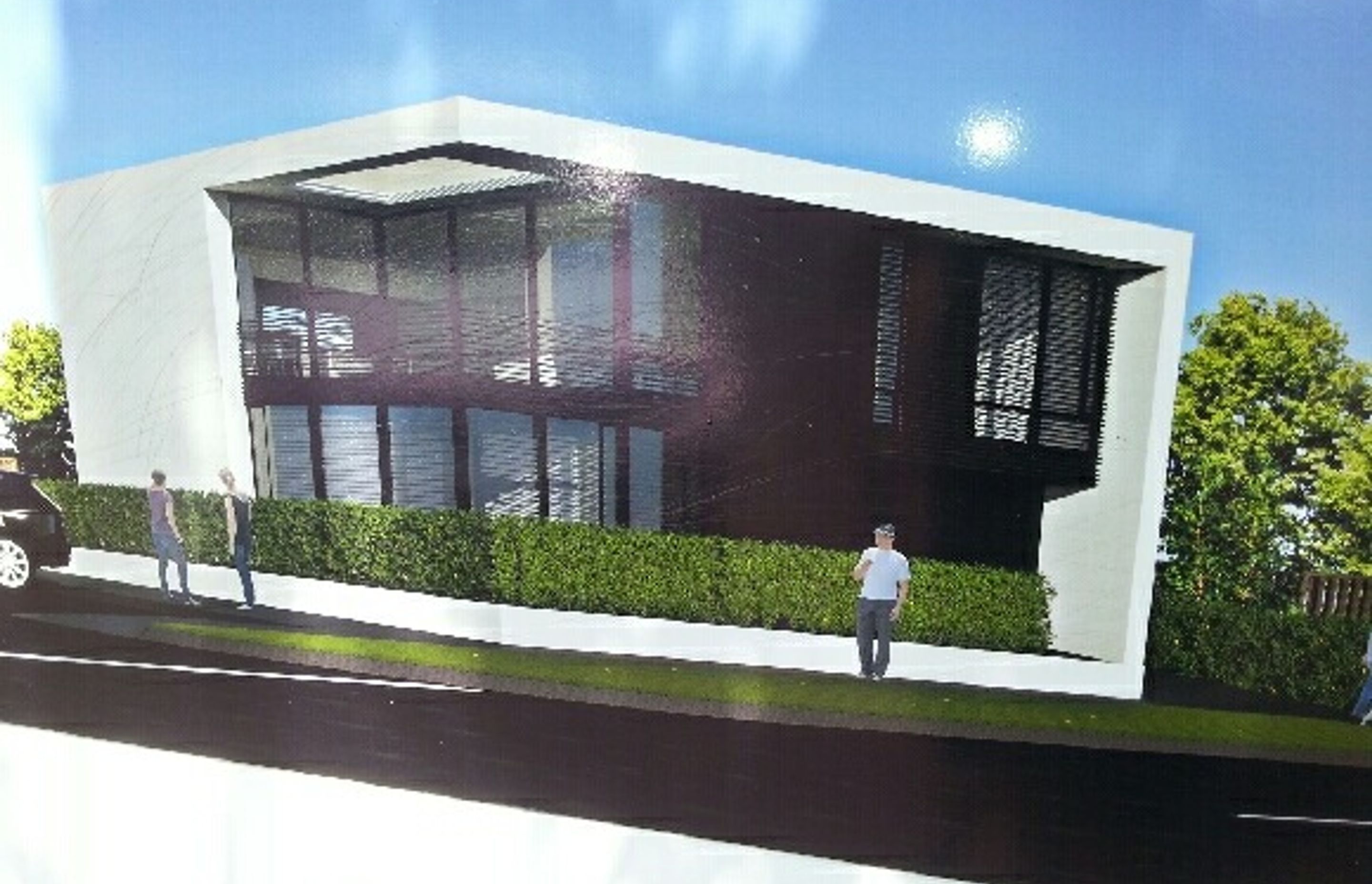 Architect's impression - corner site home with privacy hedge