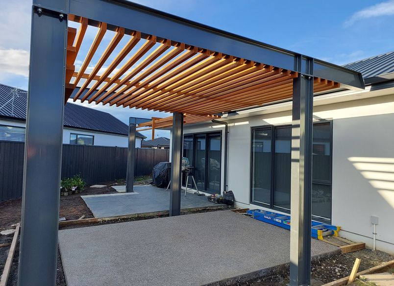 Pergola in urban setting balances light and shade