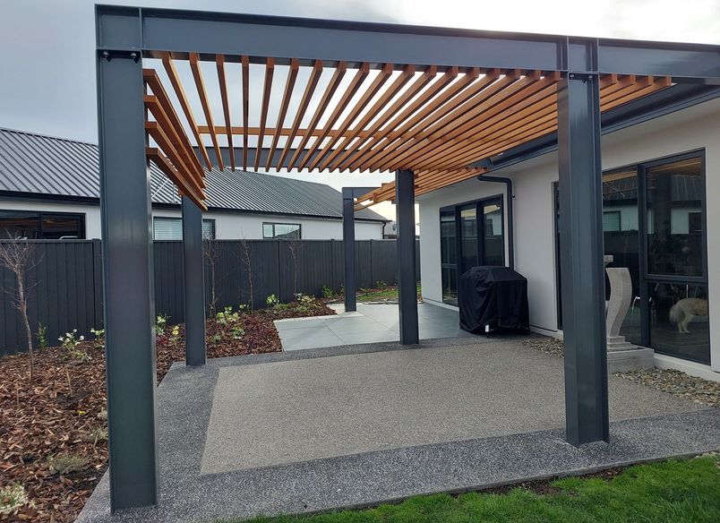 Pergola in urban setting balances light and shade