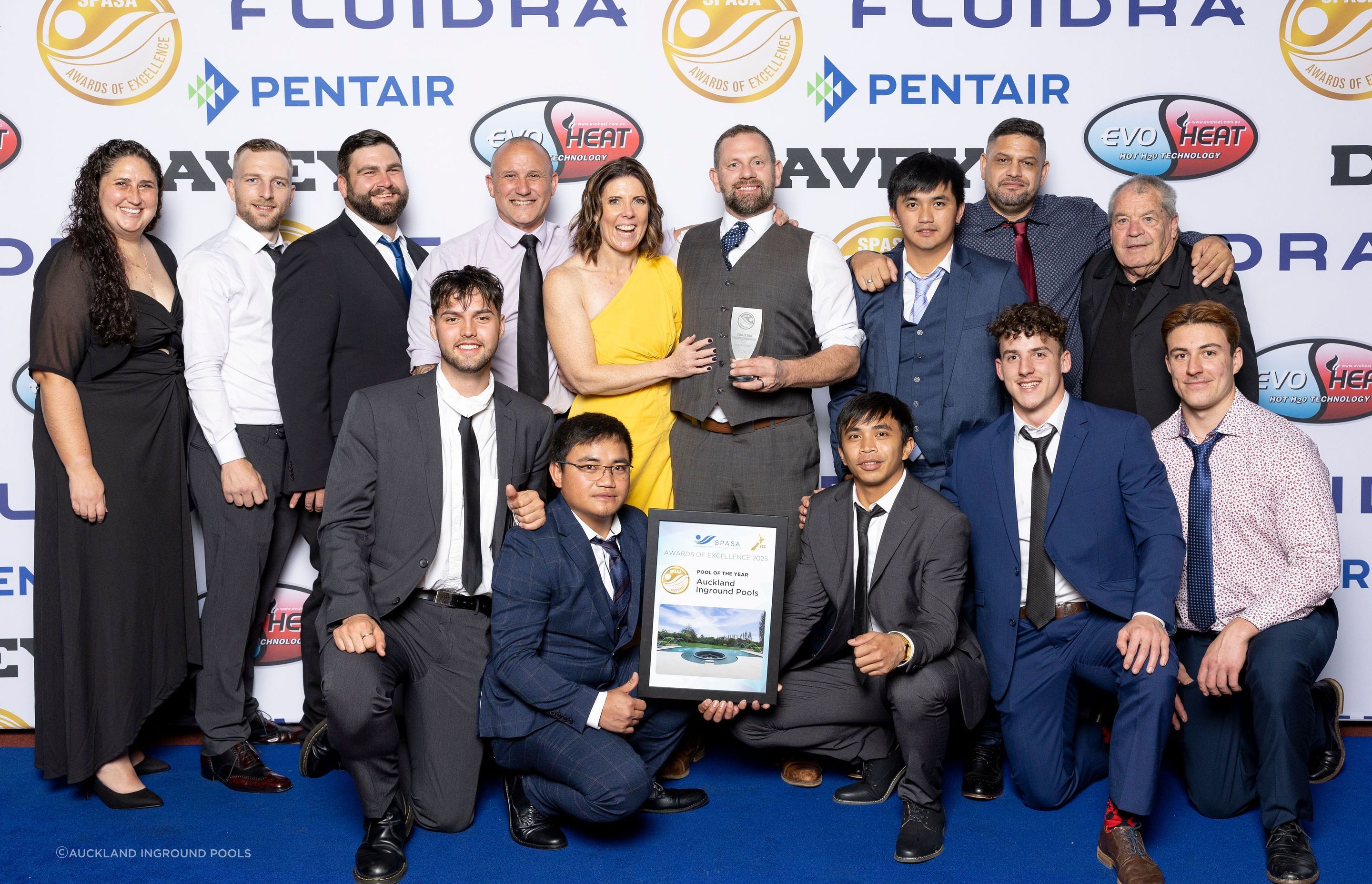 The Proud Team here at Auckland Inground Pools after winning NZ Pool of the Year 2023 with the Coatesville Retreat Project. Honoured to have been involved.