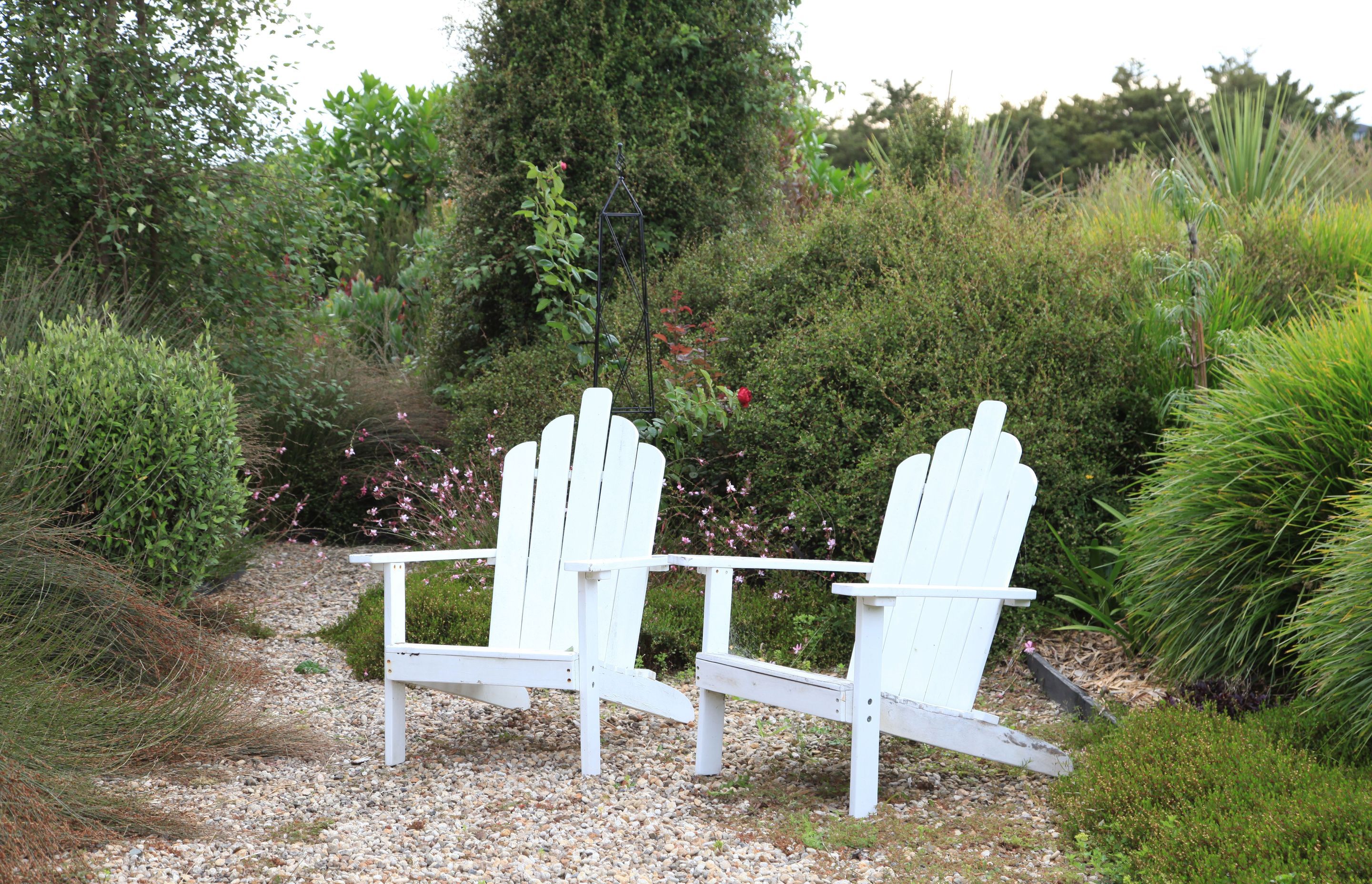 Creating usable entertaining spaces is keey to making the most of your outdoor living - Cape Cod chairs in Resene Double Spanish White