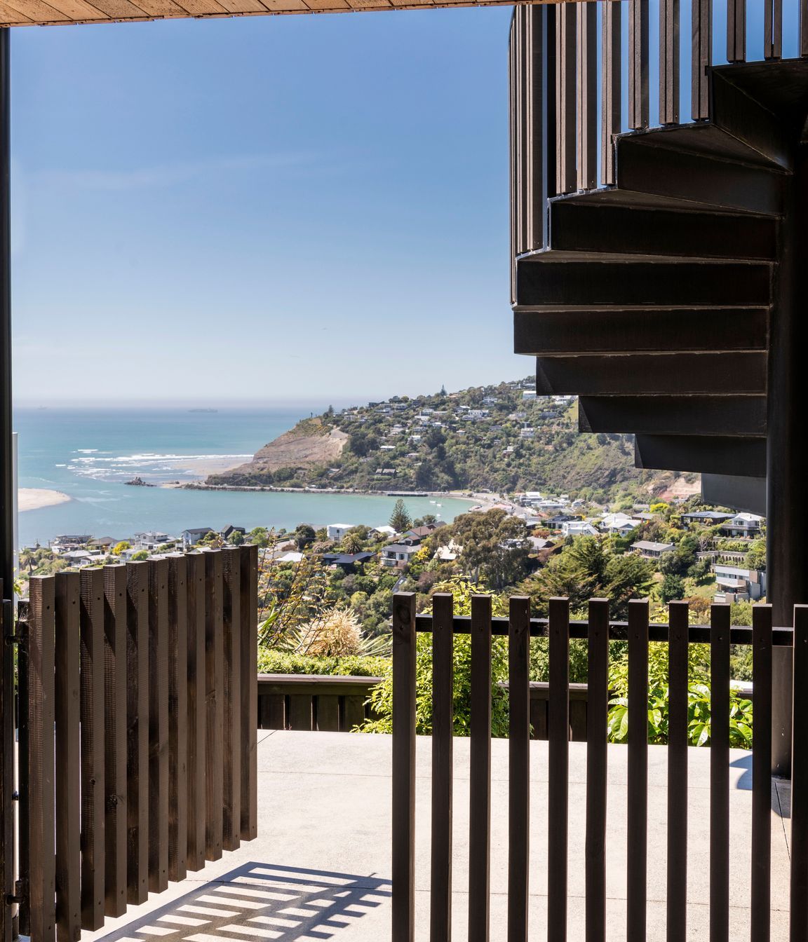 Timber batten fencing and gate