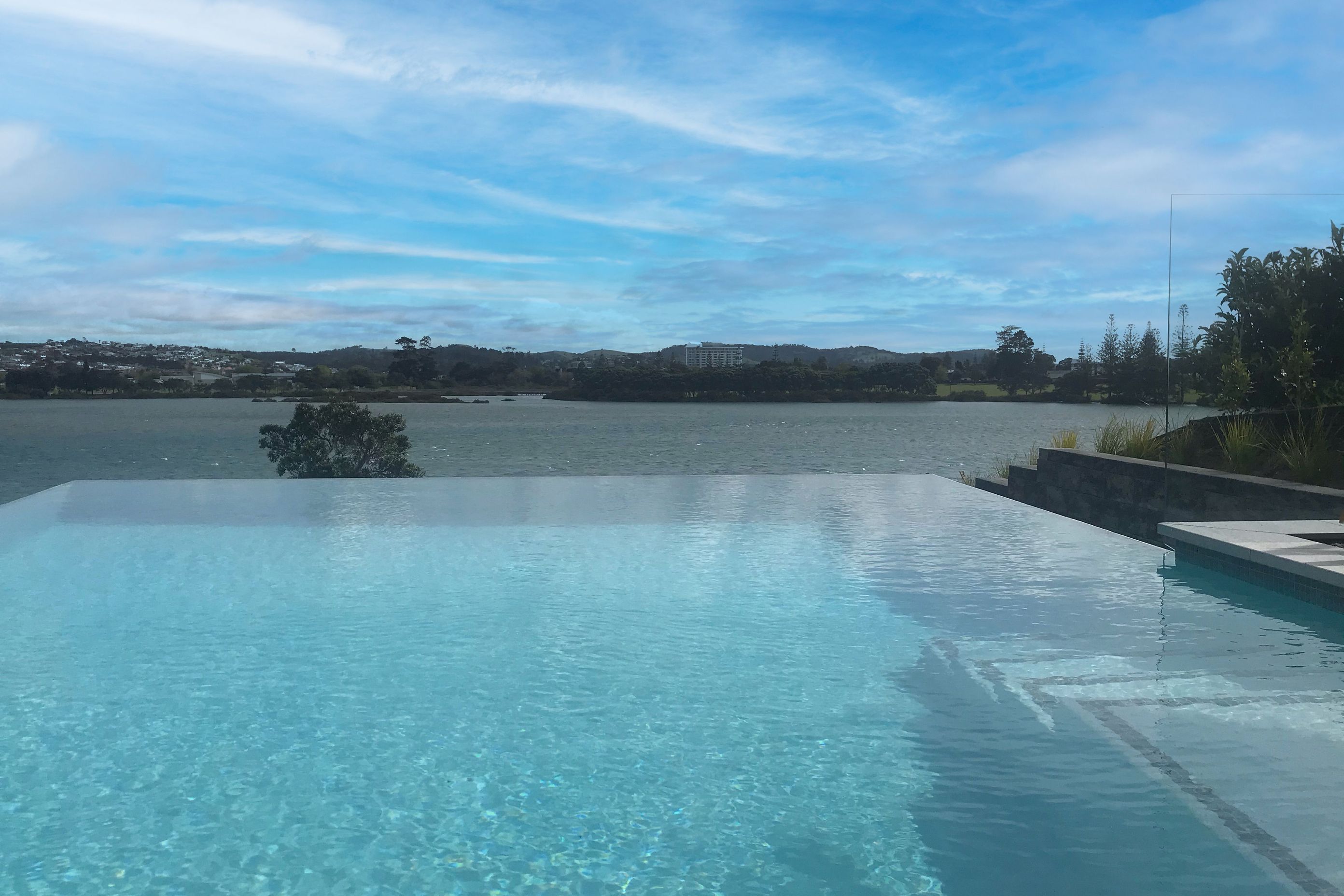 Infinity edged swimming pool