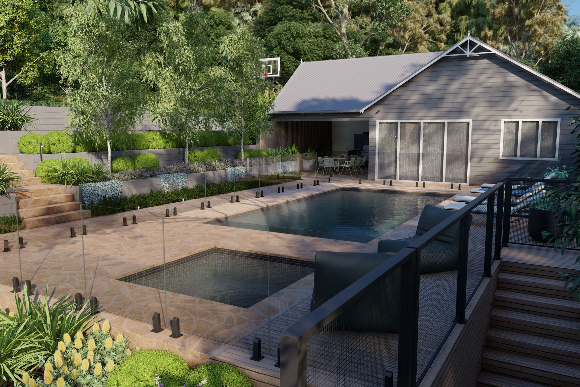 3D Renders: Anthony Scott | Landscape and pool design
