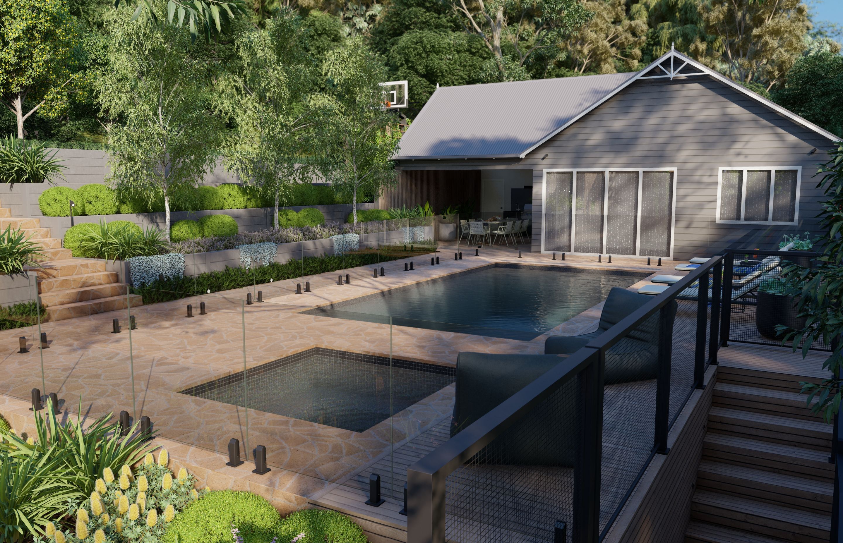 3D Renders: Anthony Scott | Landscape and pool design