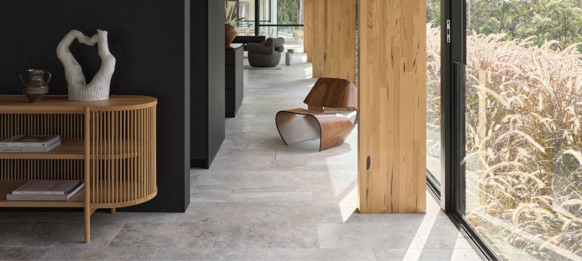Silver Ash Premium Travertine Tumbled | Mallinger Constructions | Andrew Donaldson Architecture &amp; Design | Crystal Pools | Rolling Stone Landscapes