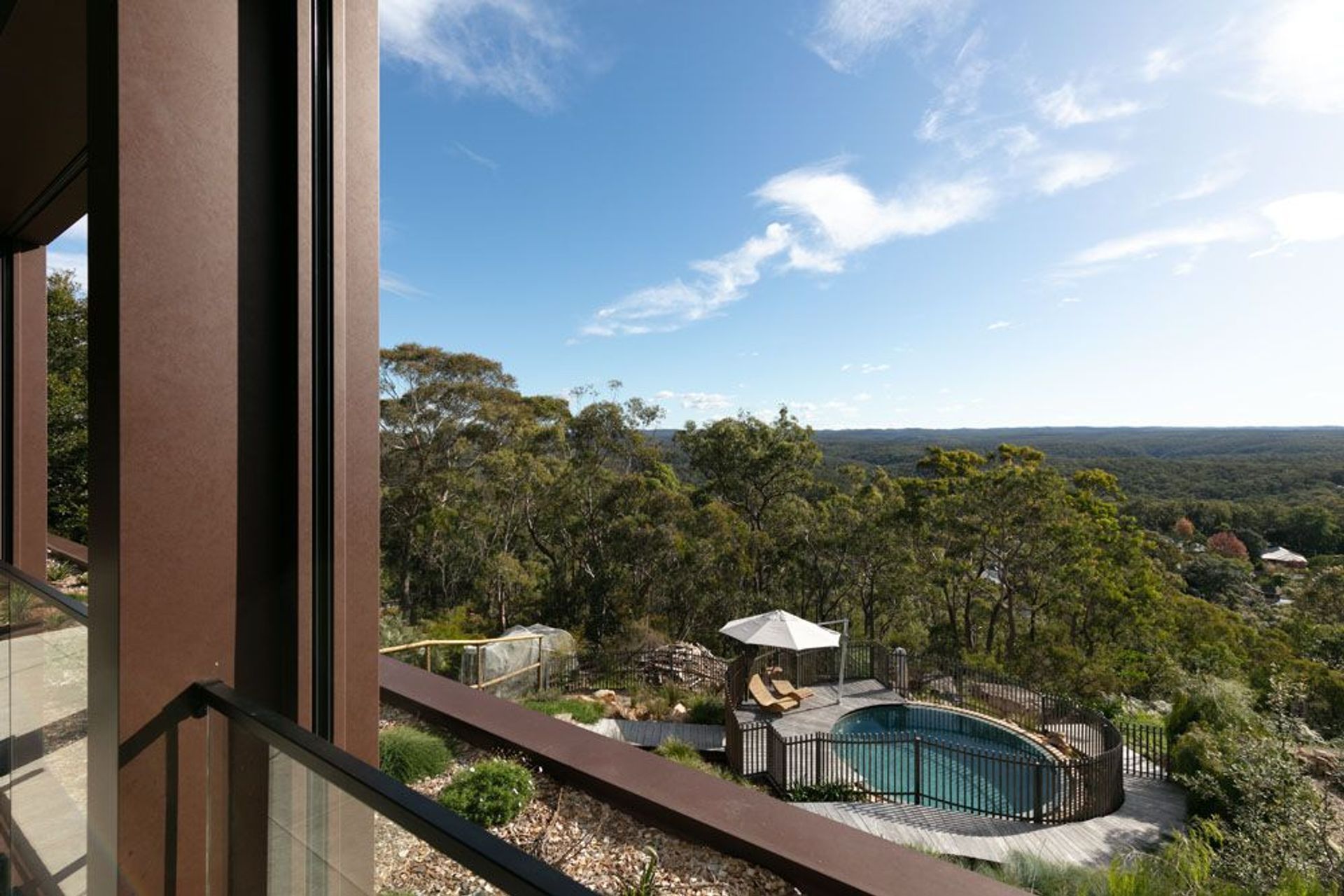 The view down to the pool from the terrace.