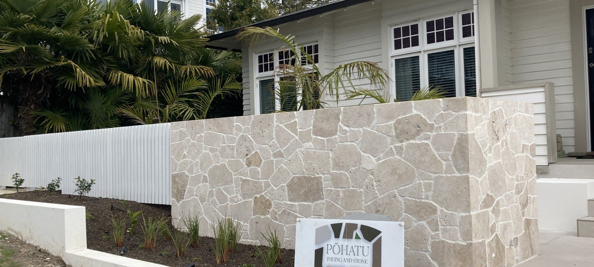 Freeform Travertine Entrance banner