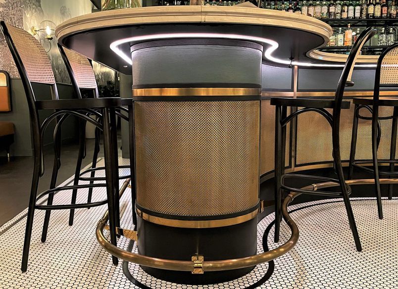 Joinery Accented with Antique Brass Mesh