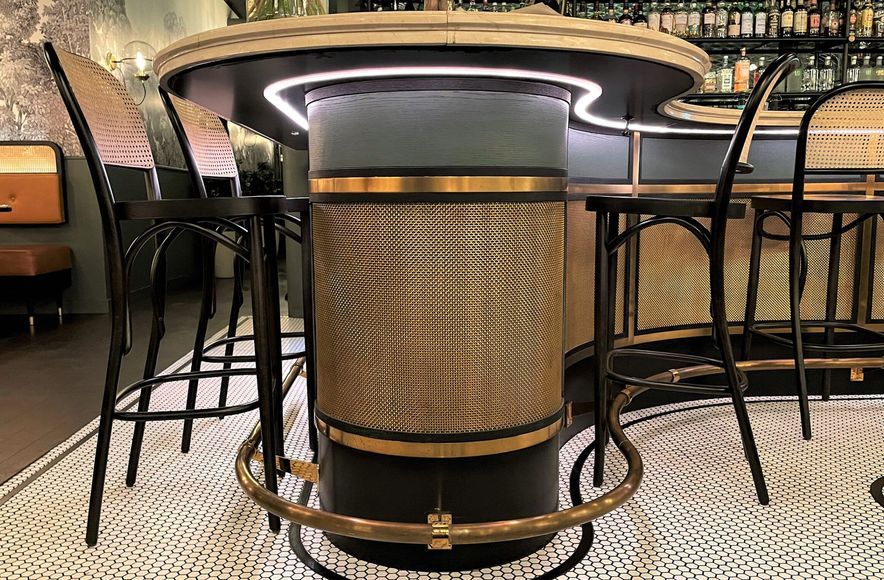Joinery Accented with Antique Brass Mesh